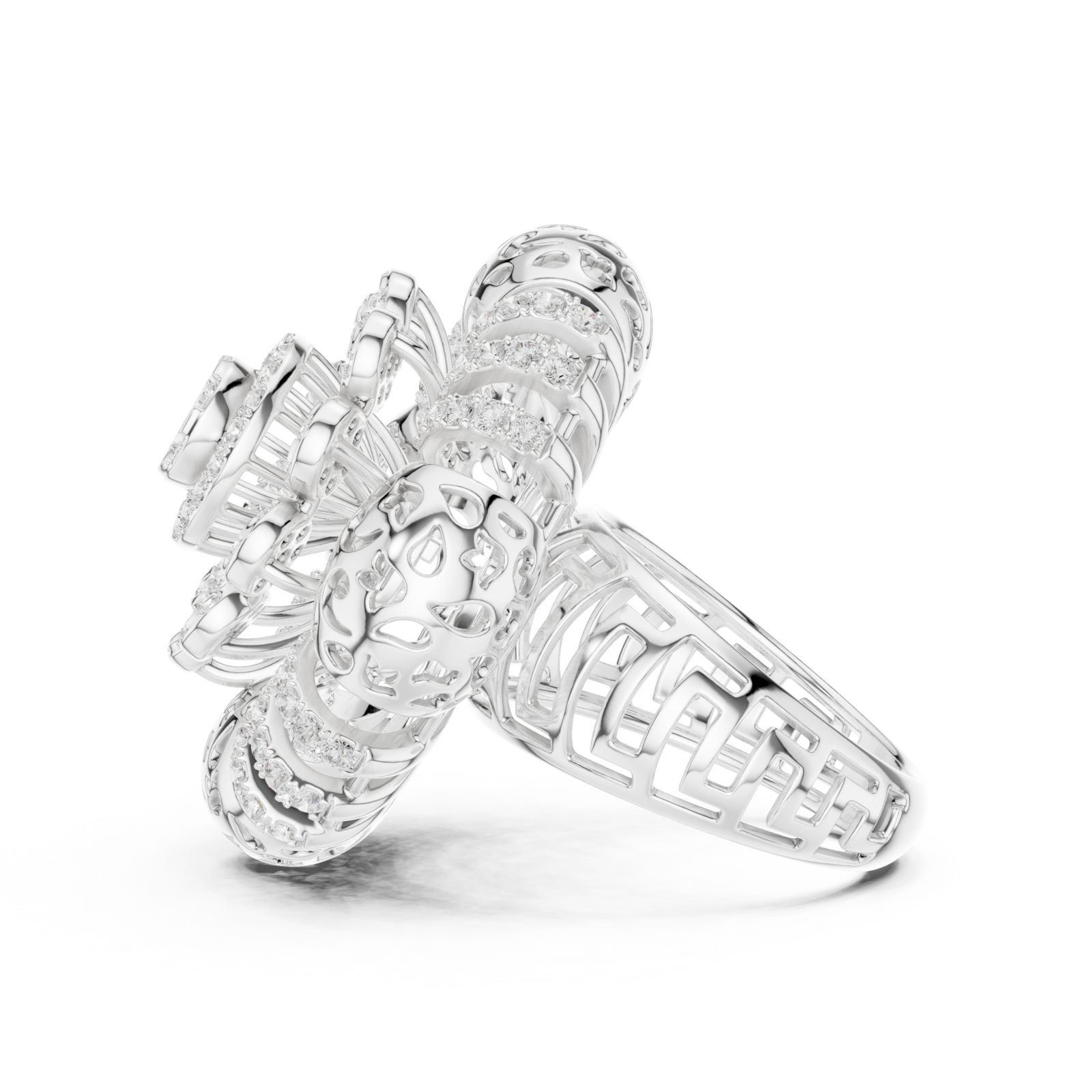  White Gold Regal Flourish Majestic Ring Side View