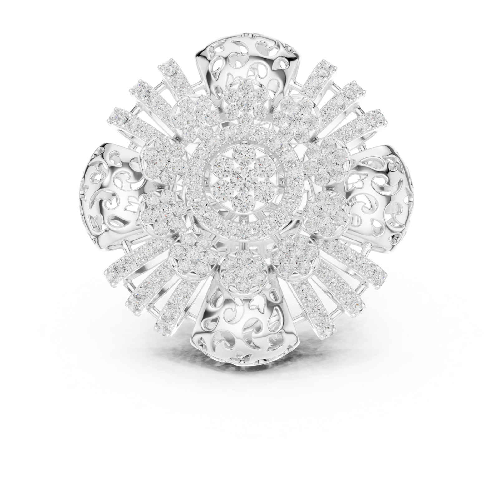  White Gold Regal Flourish Majestic Ring Front View