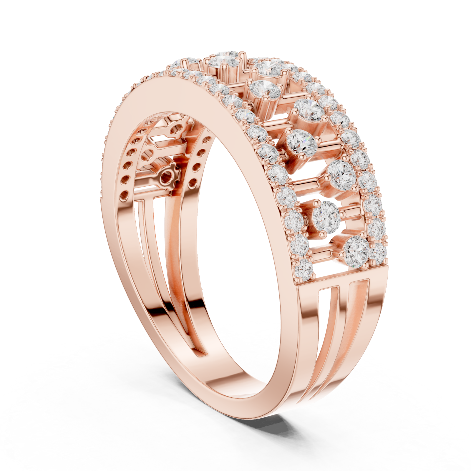  Rose Gold Celestial Radiance Split Band Ring Left View