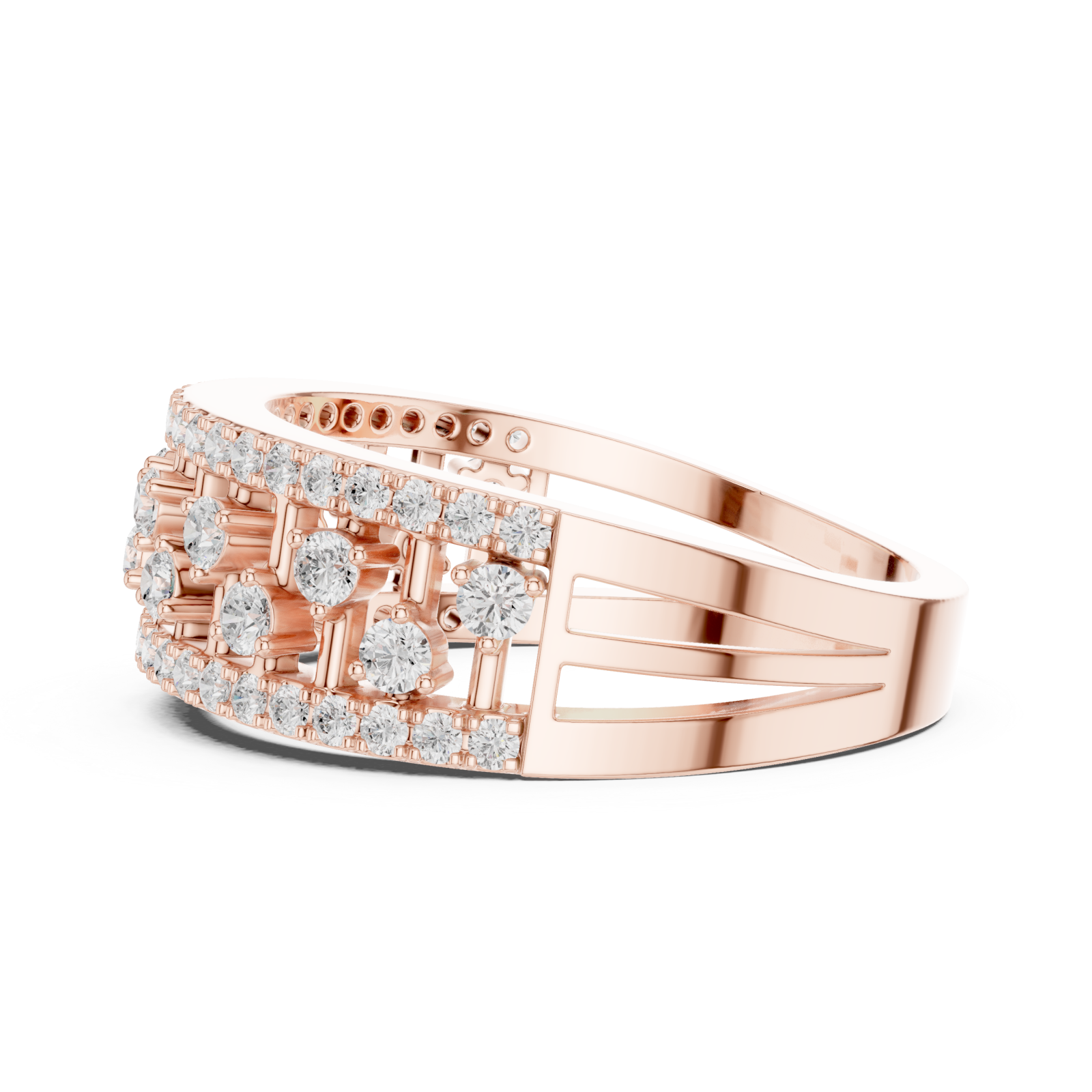  Rose Gold Celestial Radiance Split Band Ring Side View