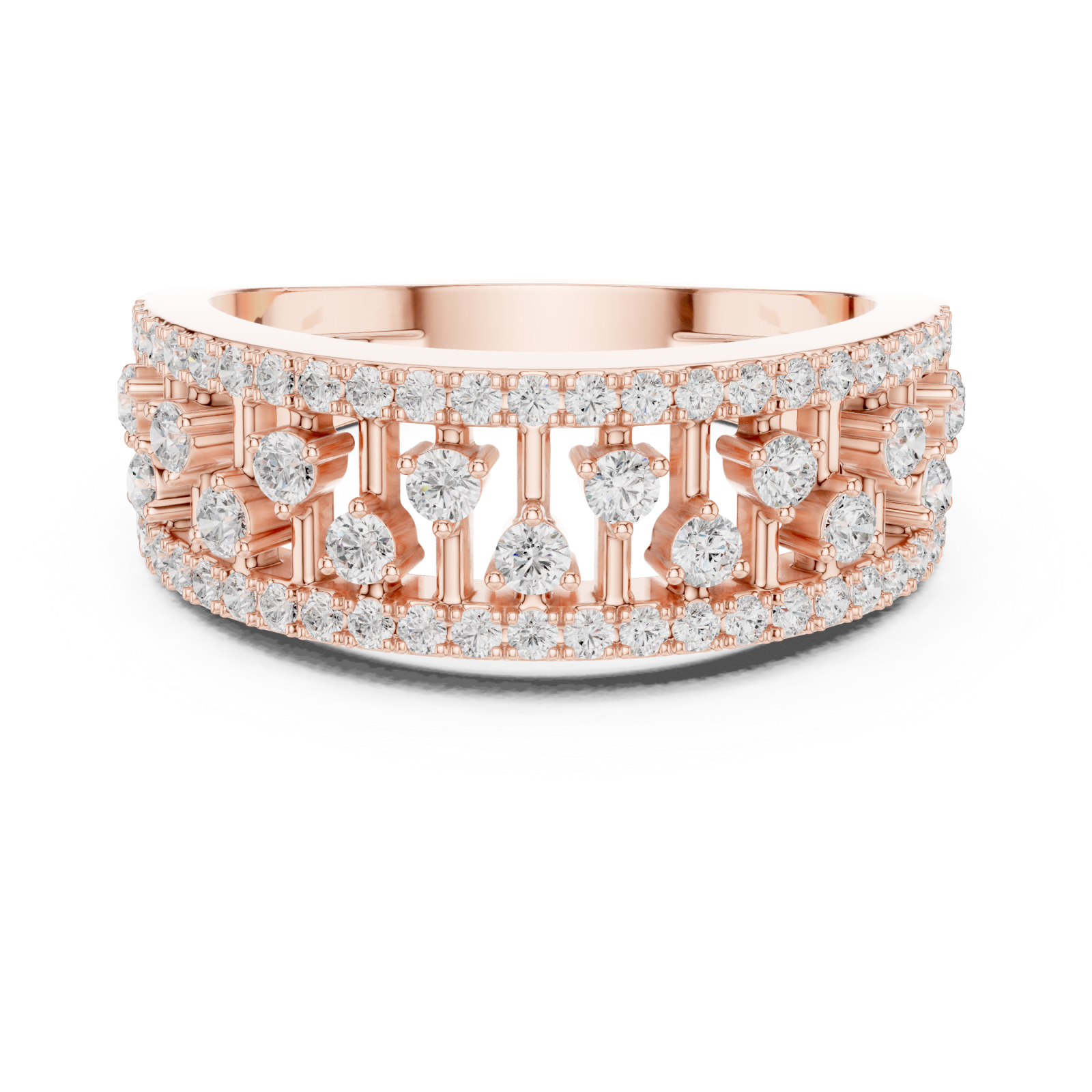  Rose Gold Celestial Radiance Split Band Ring Front View