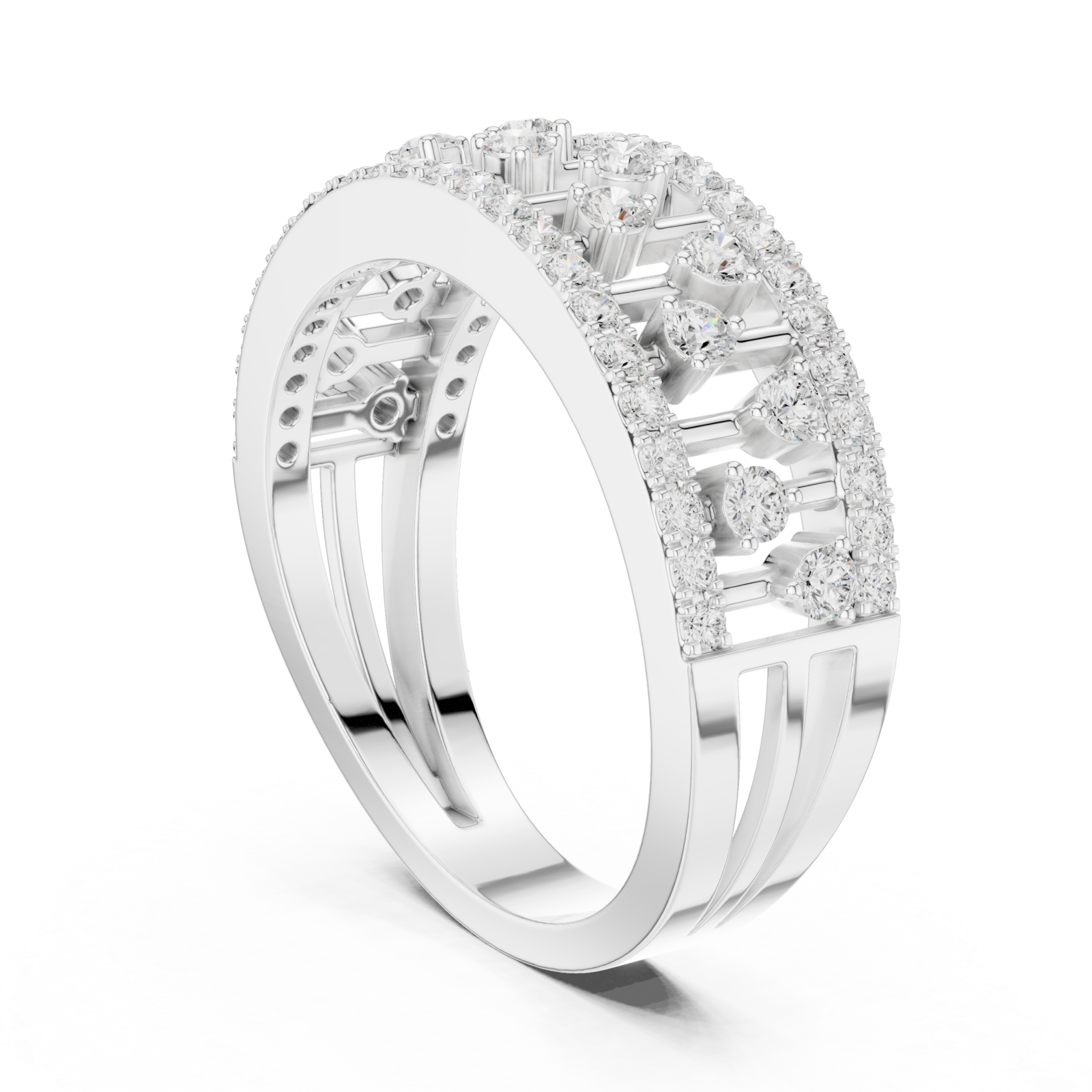  White Gold Celestial Radiance Split Band Ring Left View