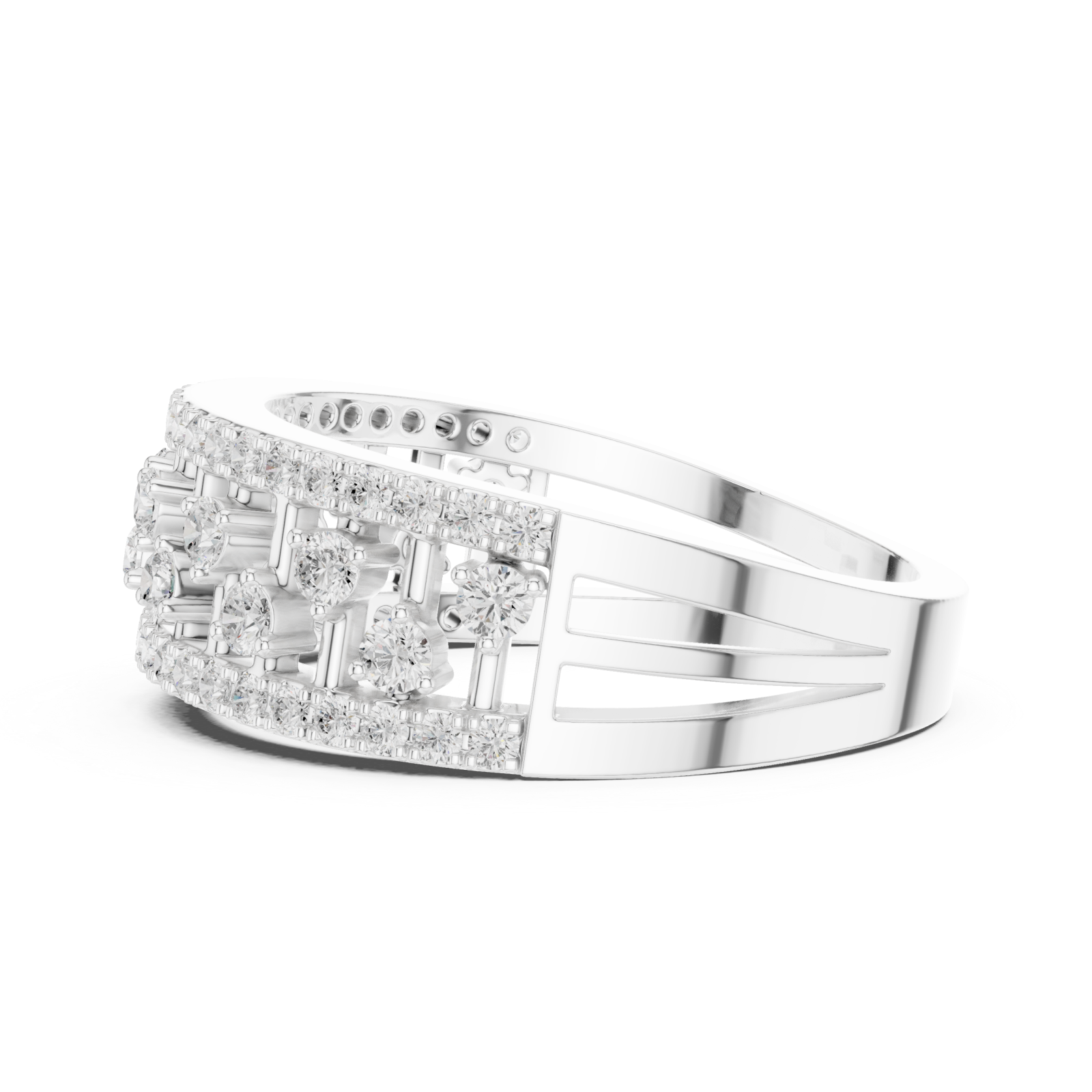  White Gold Celestial Radiance Split Band Ring Side View