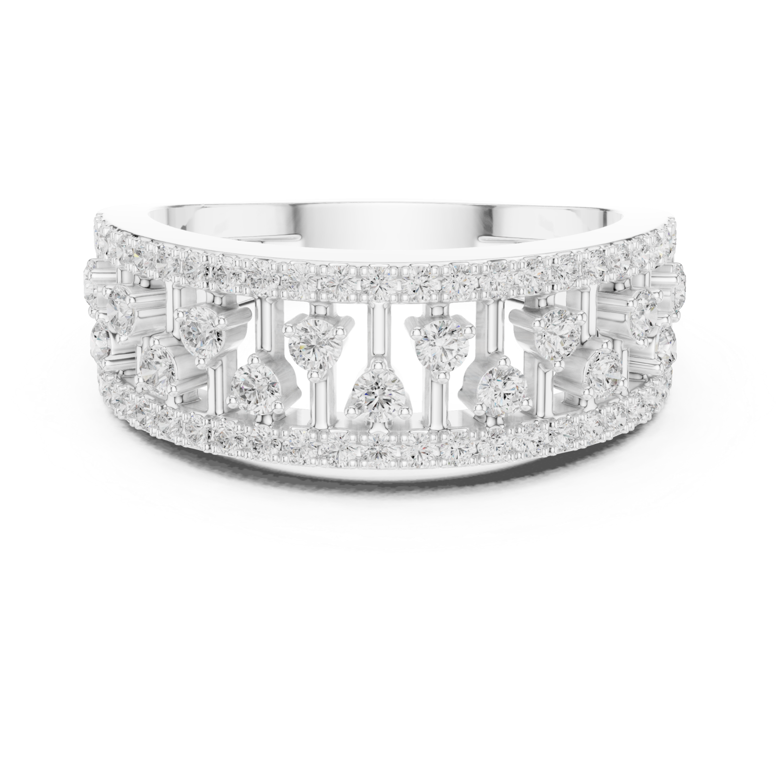  White Gold Celestial Radiance Split Band Ring Front View