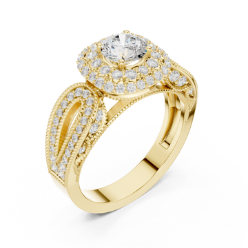 Gold Twilight Cascade Double Halo Cocktail Ring Right View