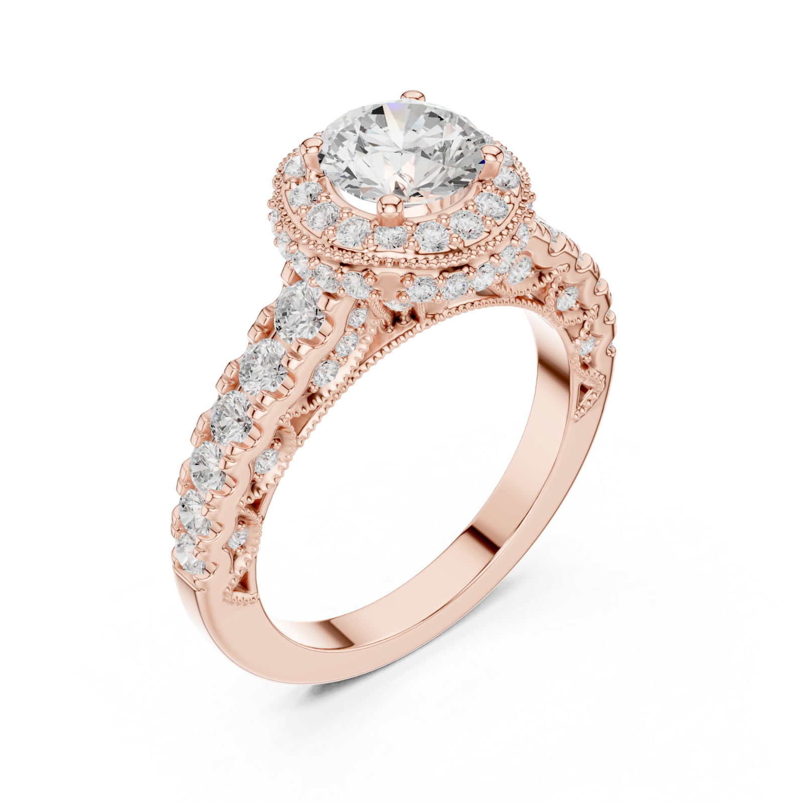  Rose Gold Evelyn Blossom Halo Ring Right View