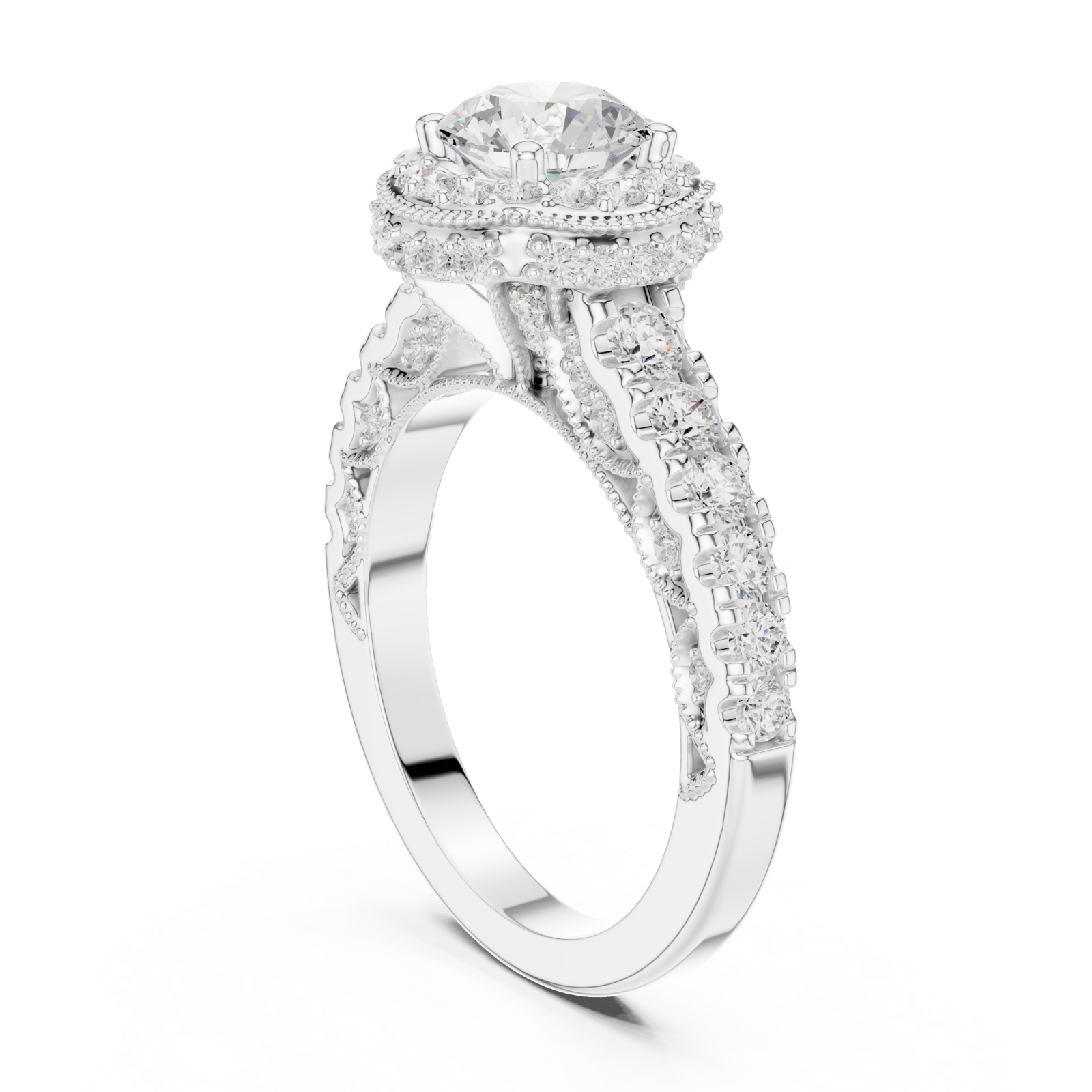  White Gold Evelyn Blossom Halo Ring Left View