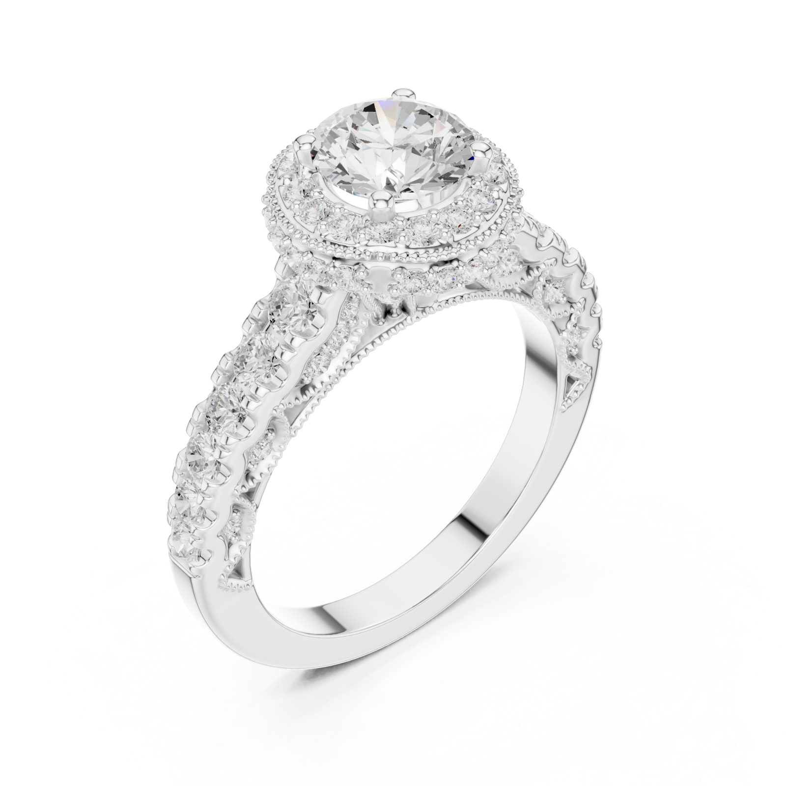  White Gold Evelyn Blossom Halo Ring Right View