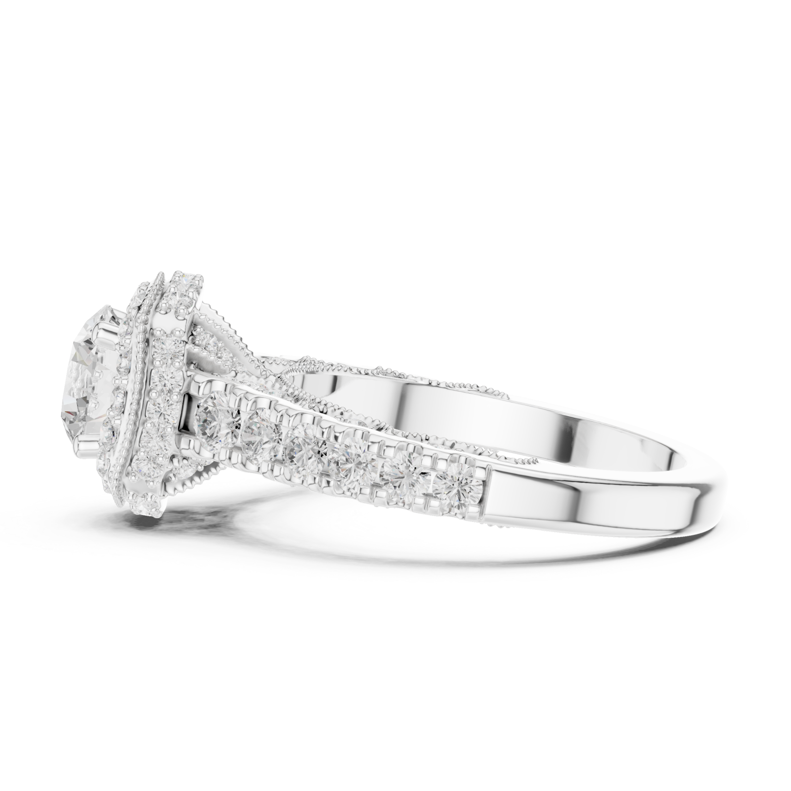  White Gold Evelyn Blossom Halo Ring Side View