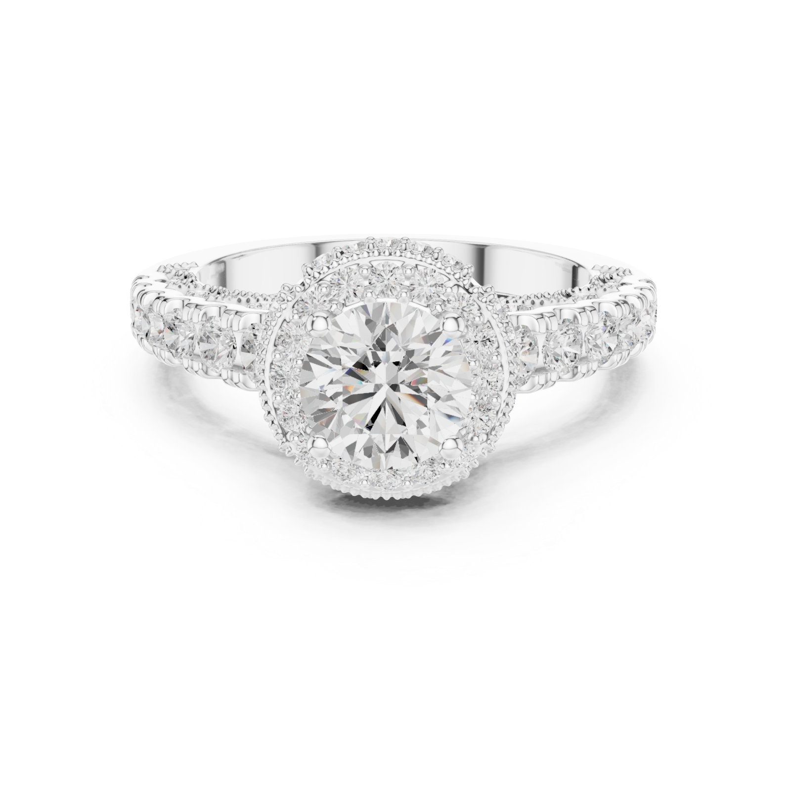  White Gold Evelyn Blossom Halo Ring Front View