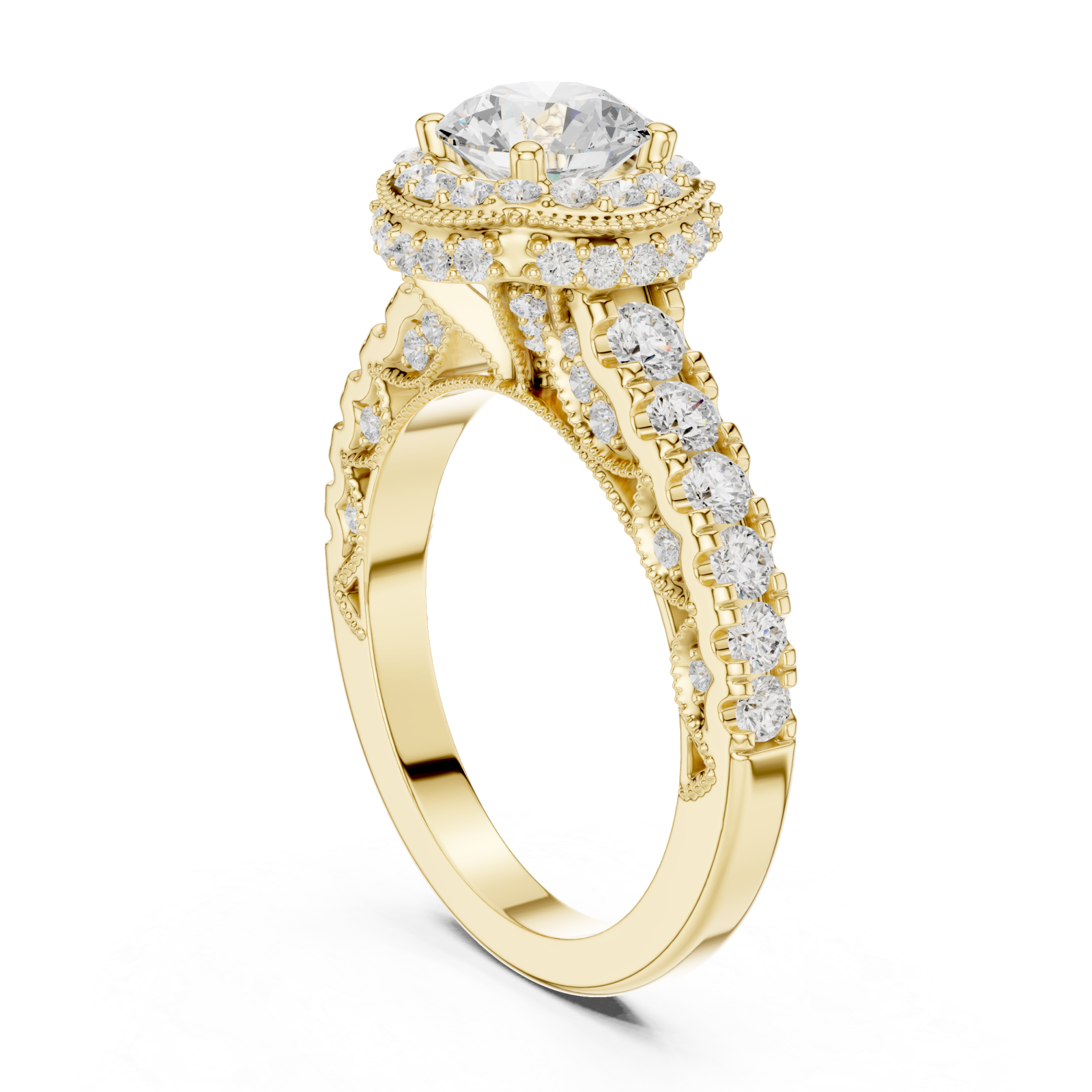  Gold Evelyn Blossom Halo Ring Left View