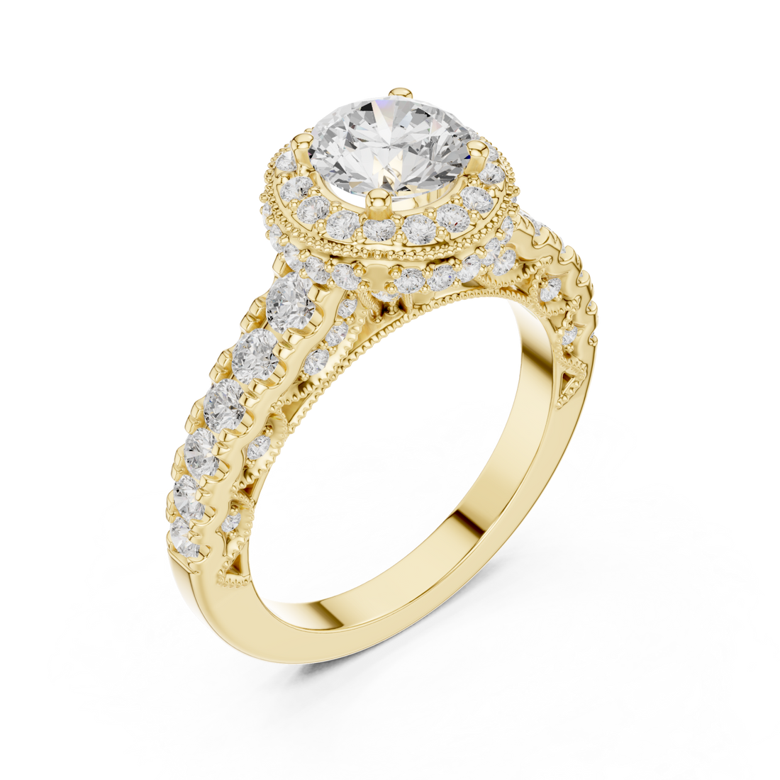 Gold Evelyn Blossom Halo Ring Right View