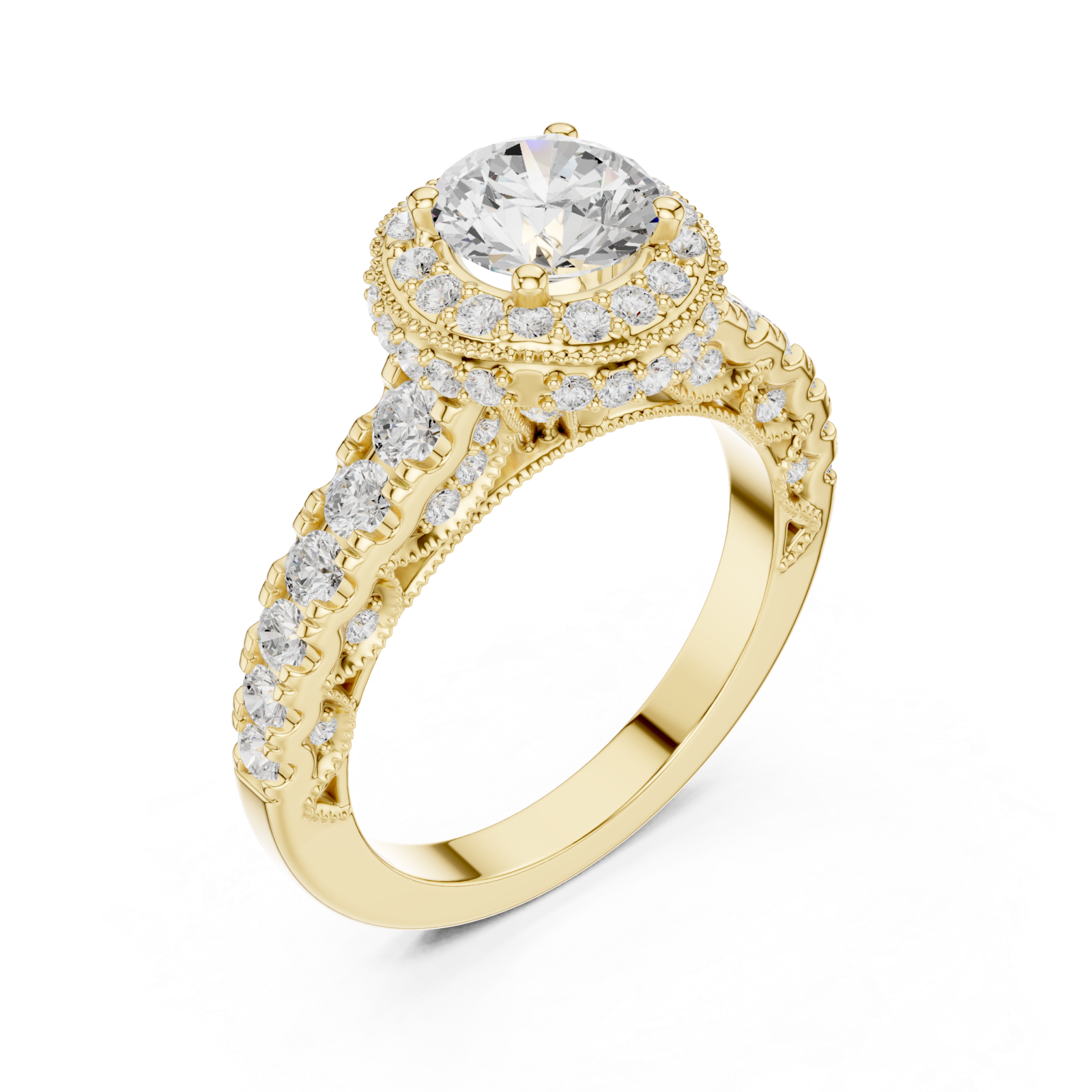 Gold Evelyn Blossom Halo Ring Right View