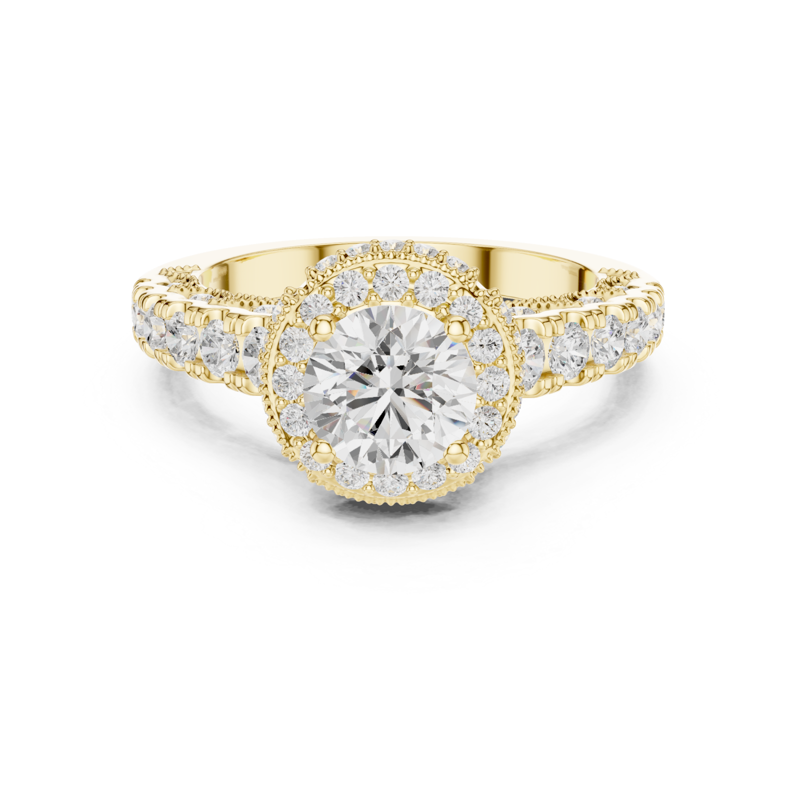  Gold Evelyn Blossom Halo Ring Front View