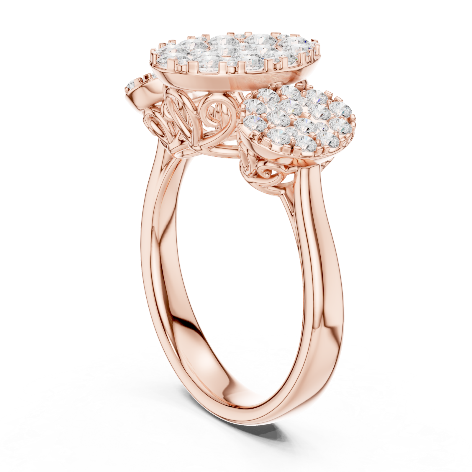  Rose Gold Radiant Crescent Mosaic Ring Left View