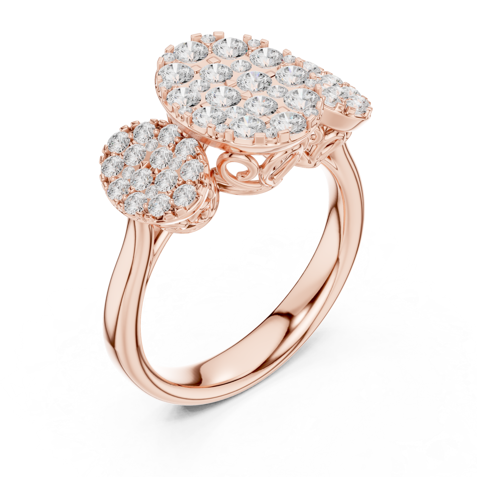  Rose Gold Radiant Crescent Mosaic Ring Right View