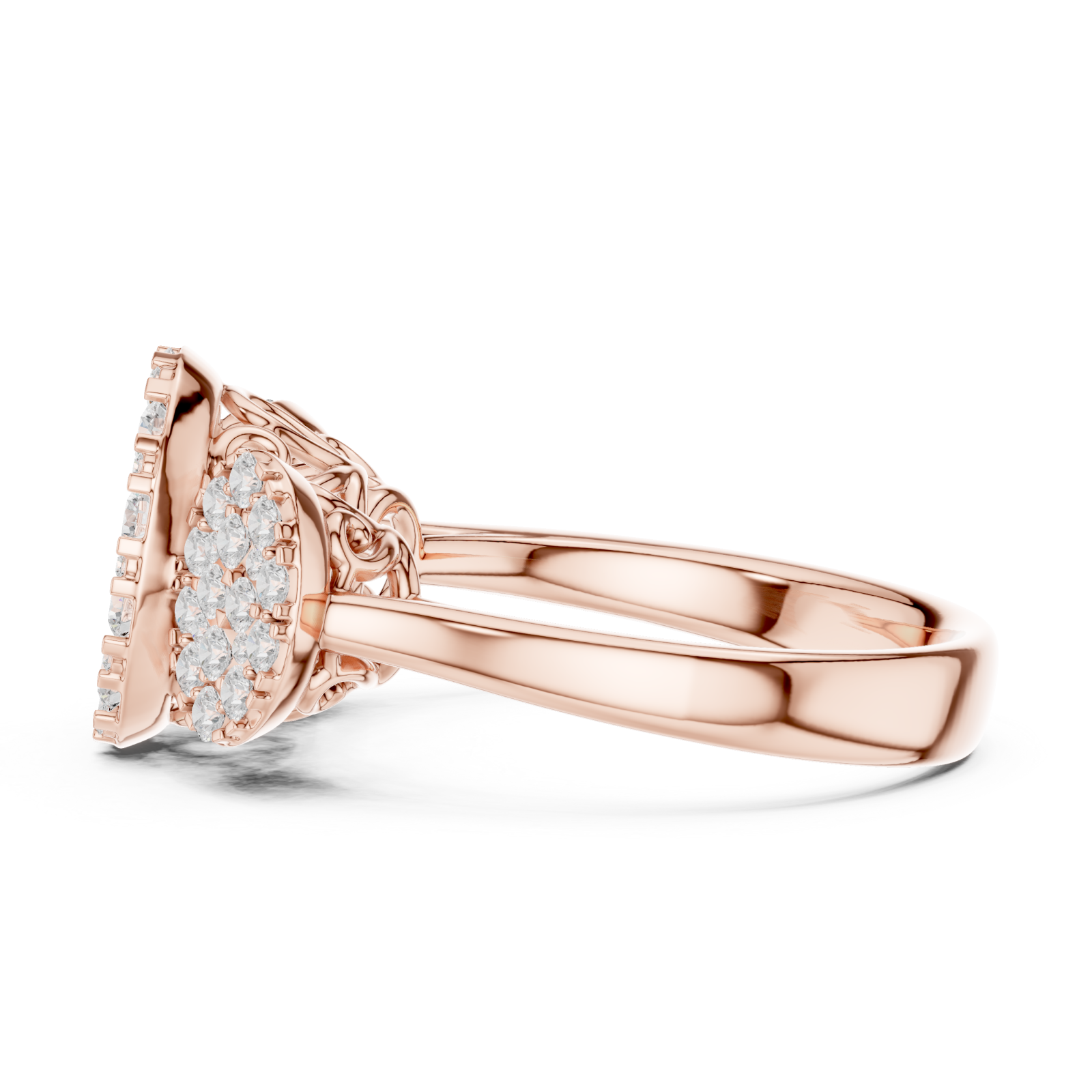  Rose Gold Radiant Crescent Mosaic Ring Side View