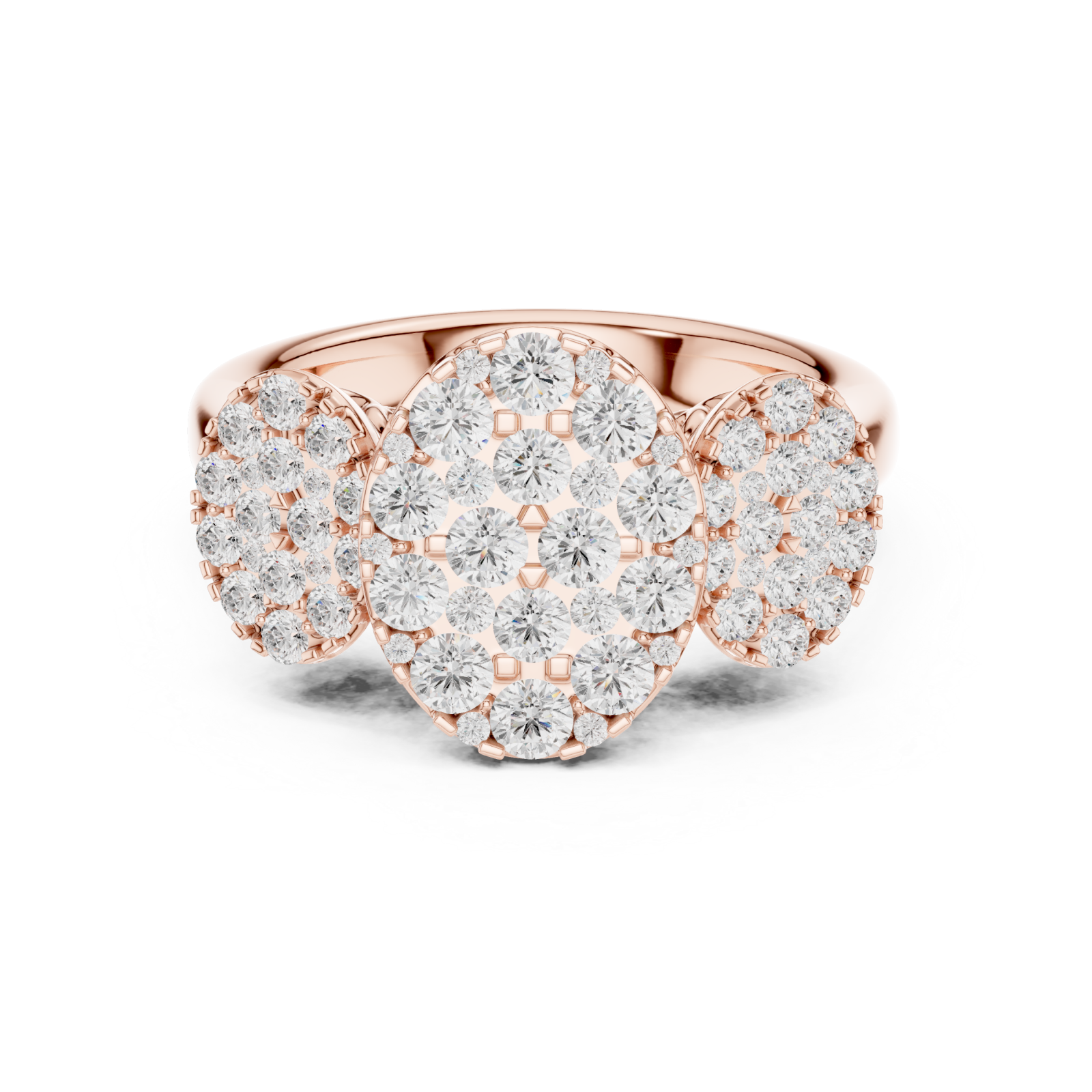 Rose Gold Radiant Crescent Mosaic Ring Front View