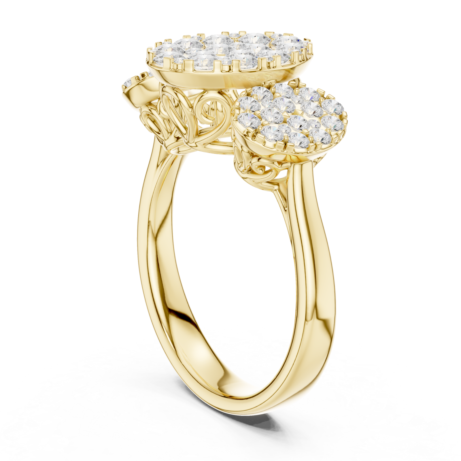  Gold Radiant Crescent Mosaic Ring Left View