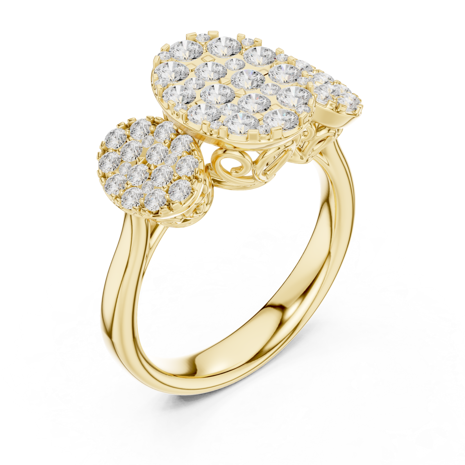 Gold Radiant Crescent Mosaic Ring Right View