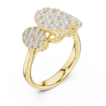 Gold Radiant Crescent Mosaic Ring Right View