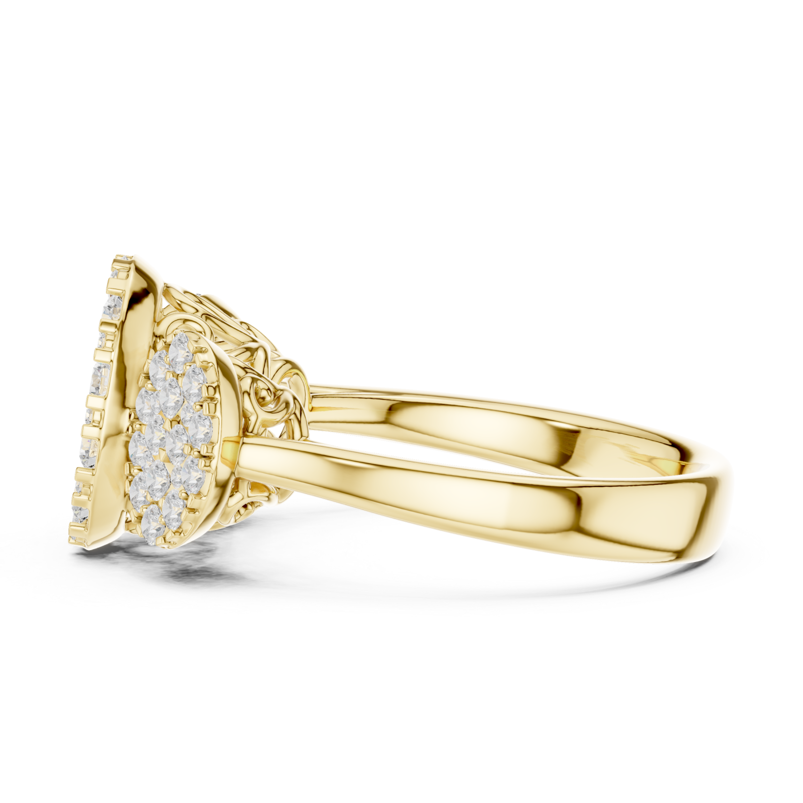  Gold Radiant Crescent Mosaic Ring Side View
