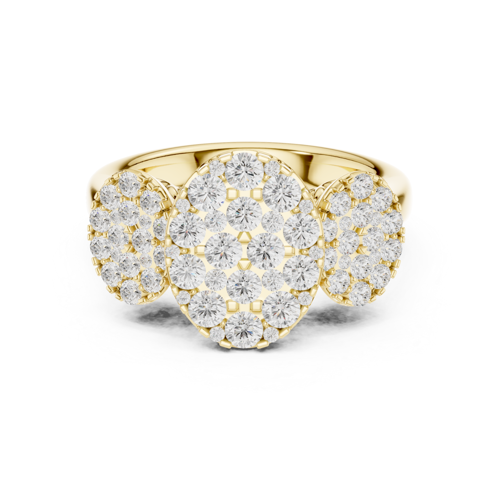  Gold Radiant Crescent Mosaic Ring Front View