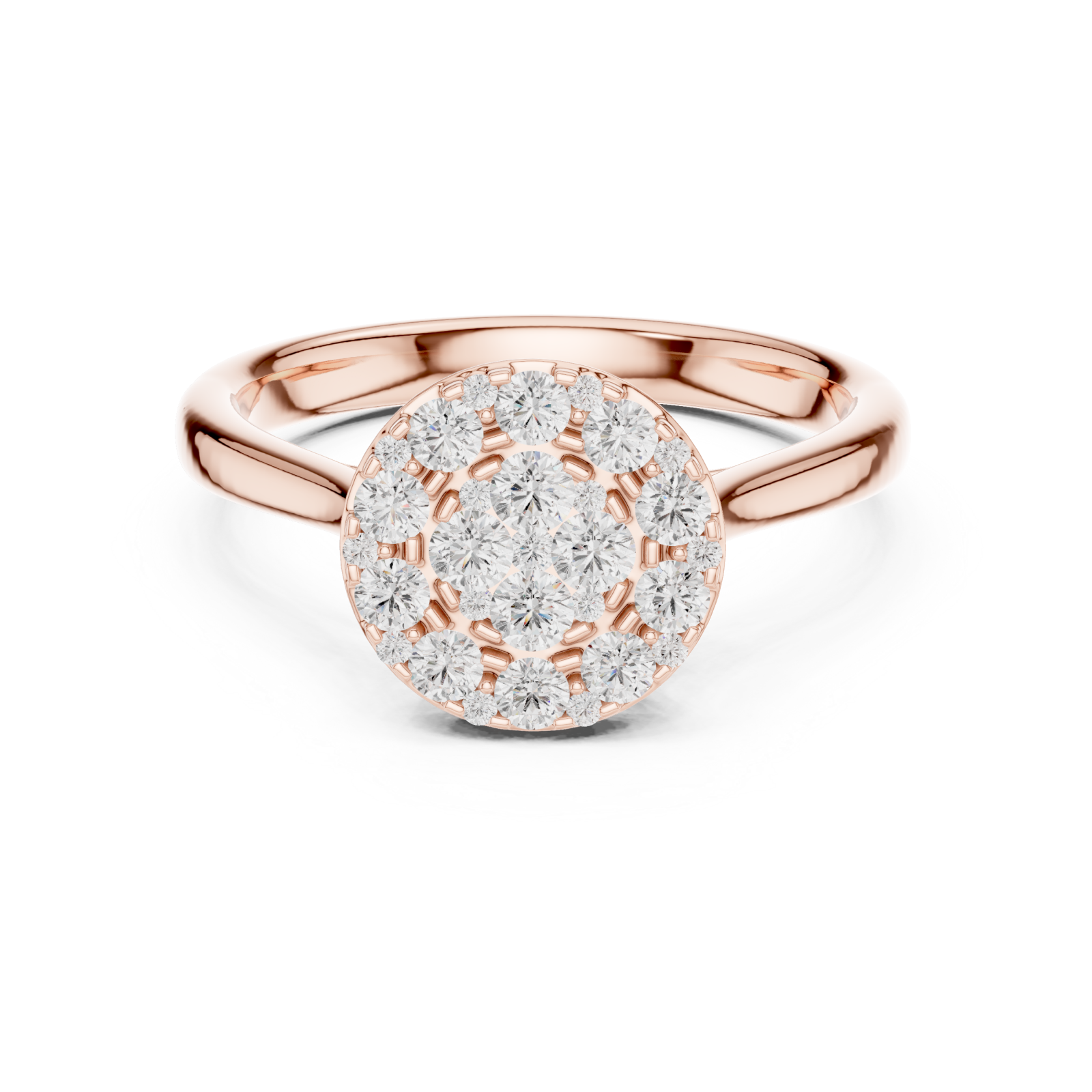  Rose Gold Dawnlight Radiant Halo Ring Front View