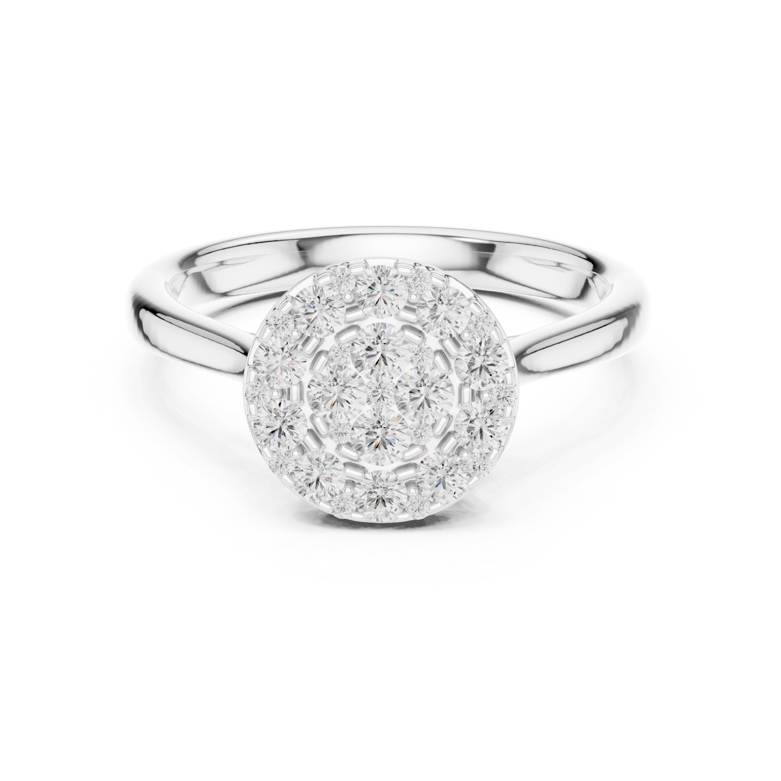  White Gold Dawnlight Radiant Halo Ring Front View