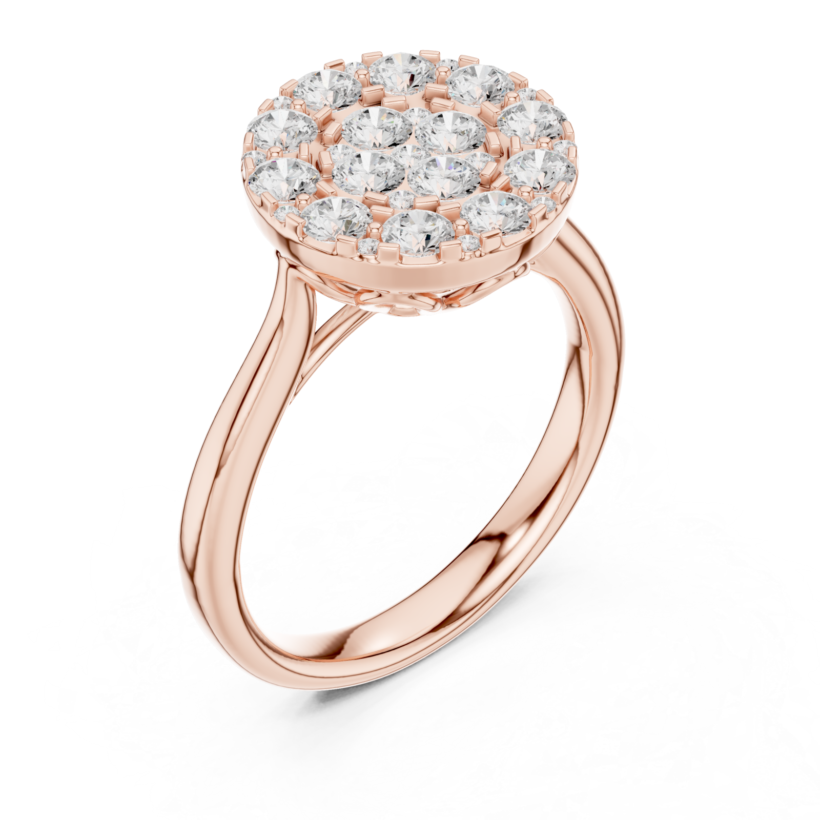  Rose Gold Radiant Petal Halo Elegance Ring Right View