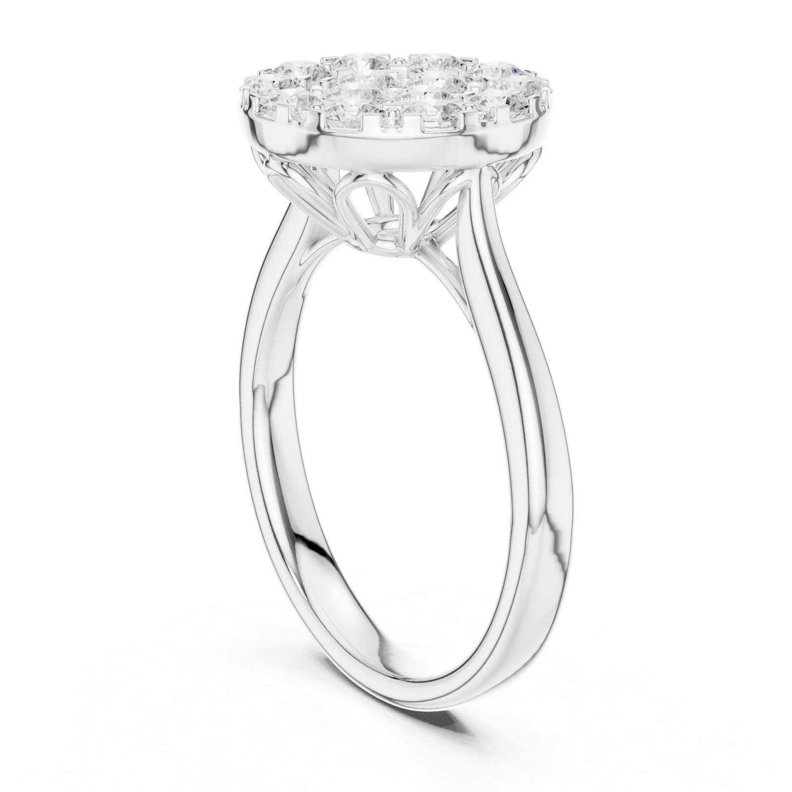  White Gold Radiant Petal Halo Elegance Ring Left View