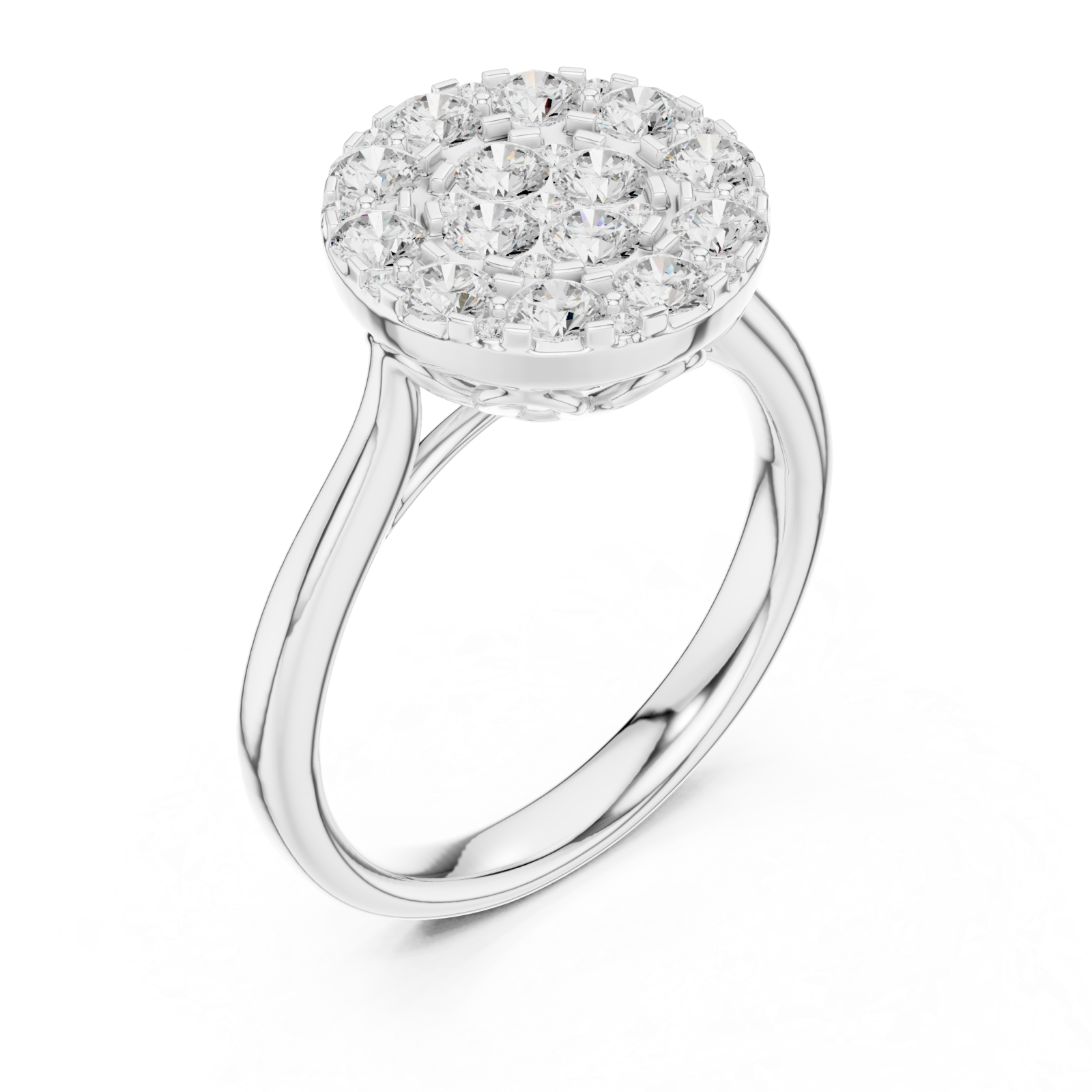  White Gold Radiant Petal Halo Elegance Ring Right View