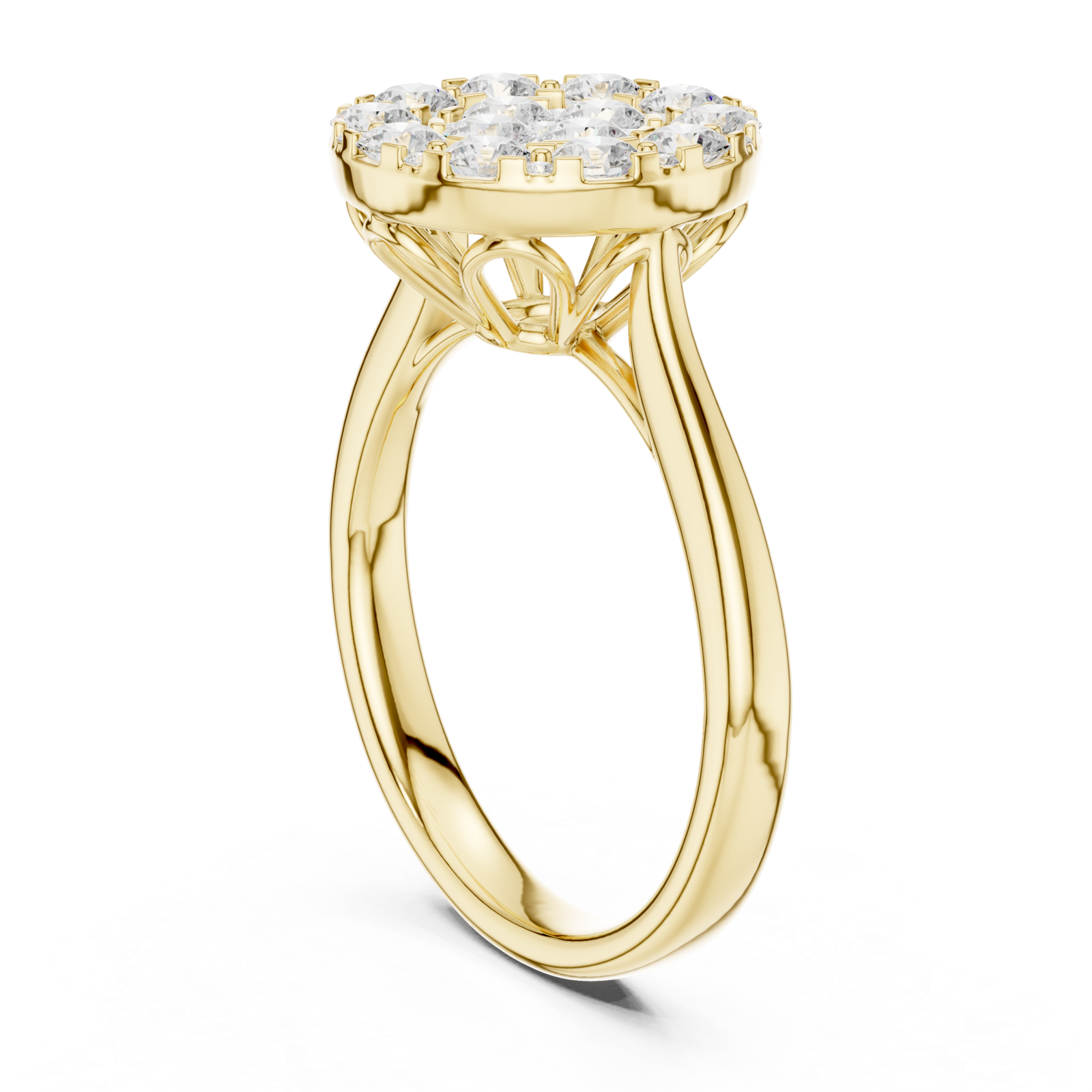  Gold Radiant Petal Halo Elegance Ring Left View