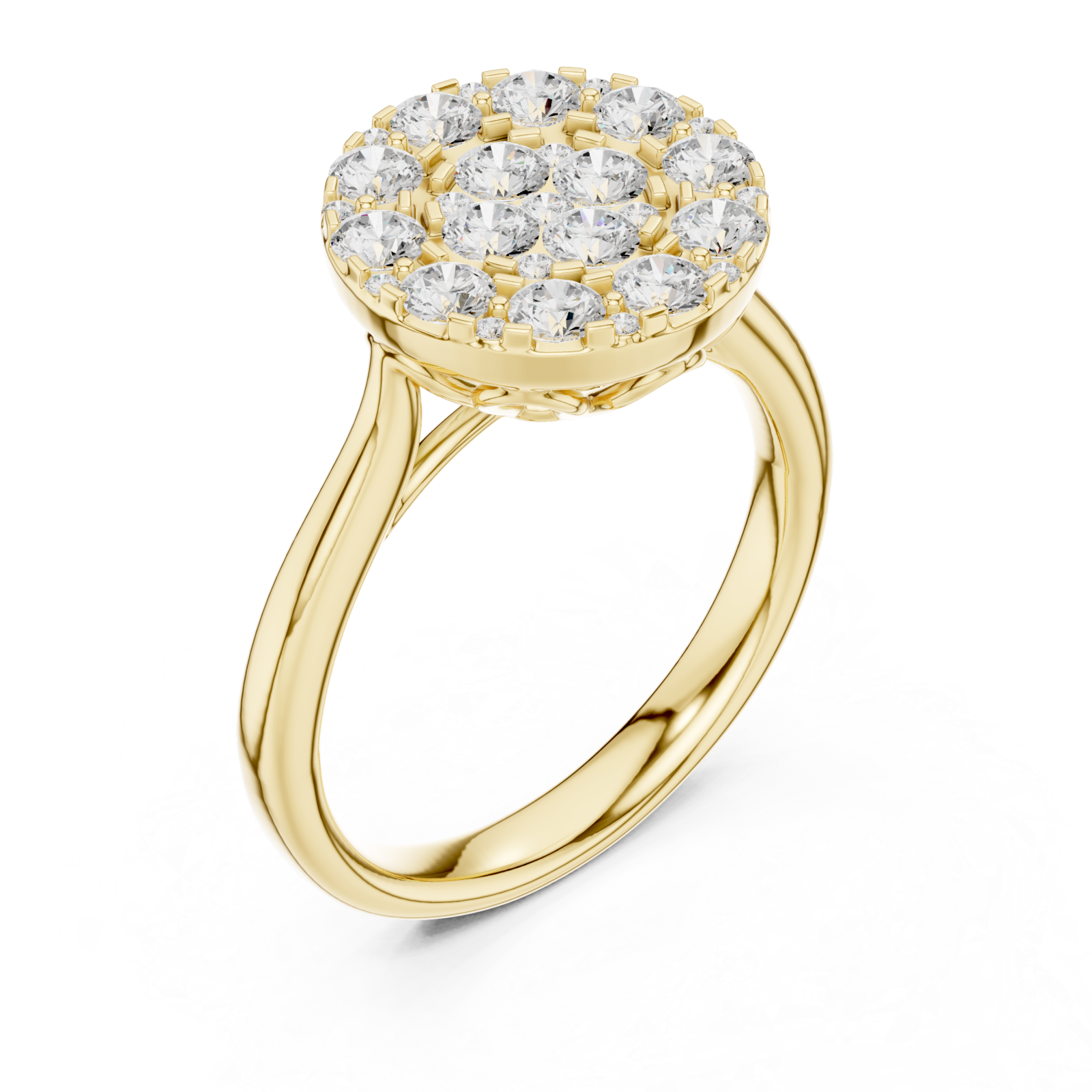 Gold Radiant Petal Halo Elegance Ring Right View