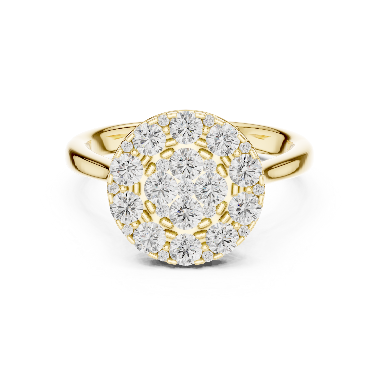 Gold Radiant Petal Halo Elegance Ring Front View