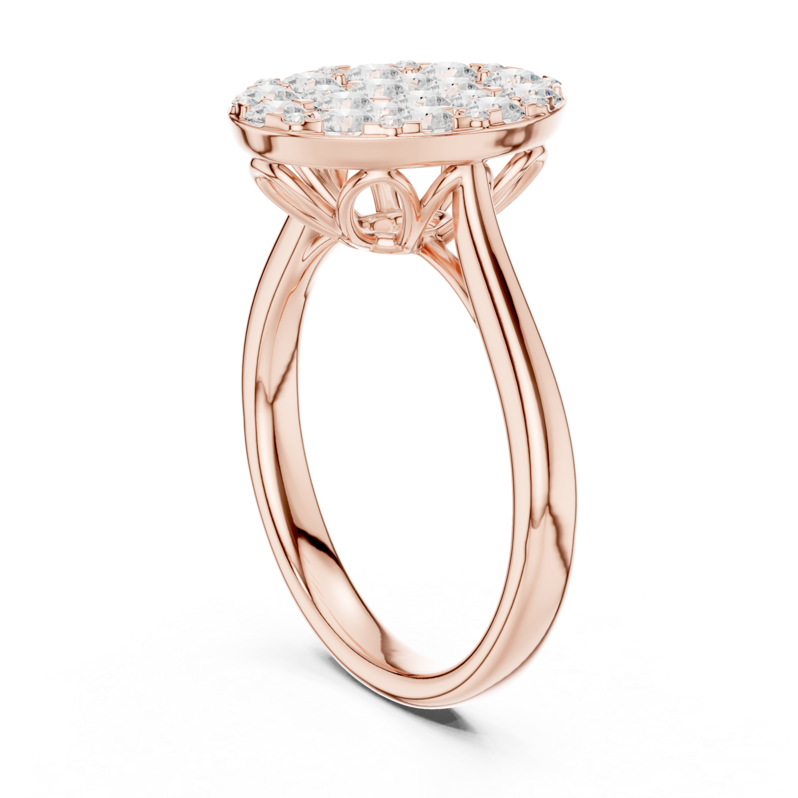  Rose Gold Celestial Harmony Oval Cluster Ring Left View