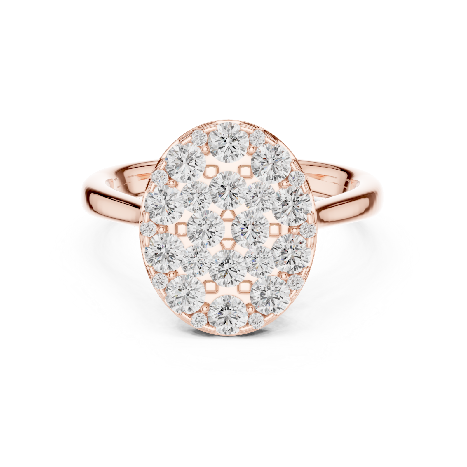  Rose Gold Celestial Harmony Oval Cluster Ring Front View