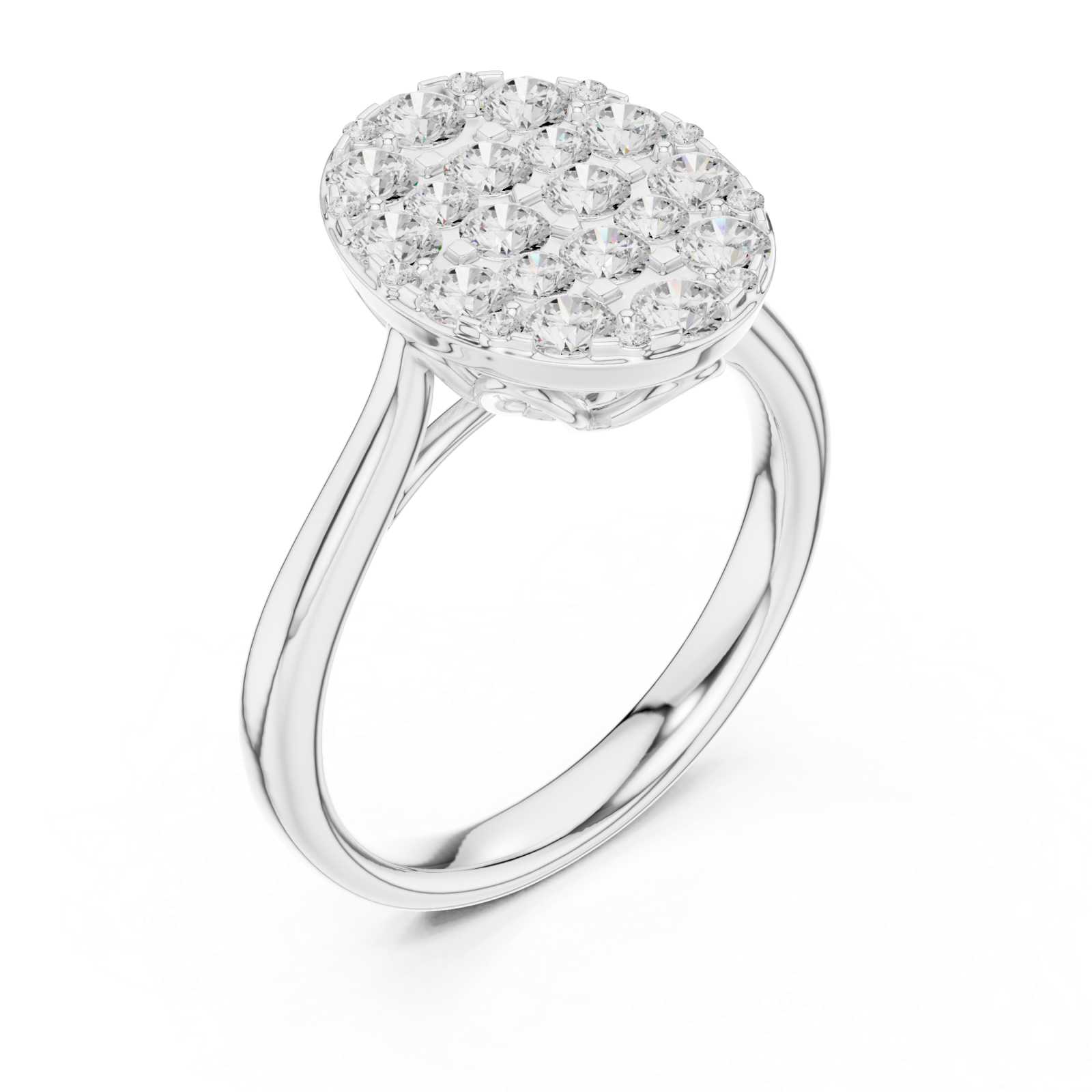  White Gold Celestial Harmony Oval Cluster Ring Right View