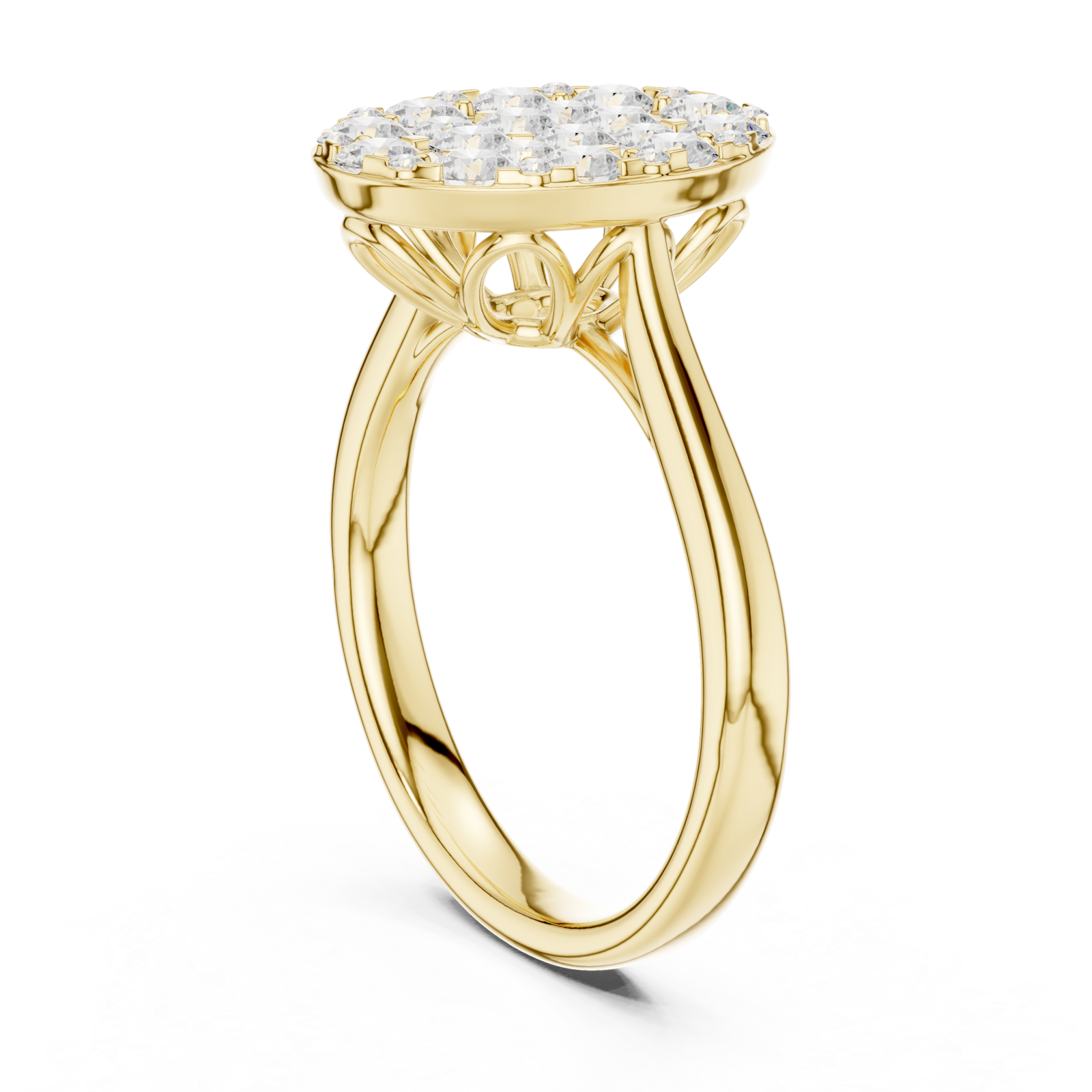  Gold Celestial Harmony Oval Cluster Ring Left View