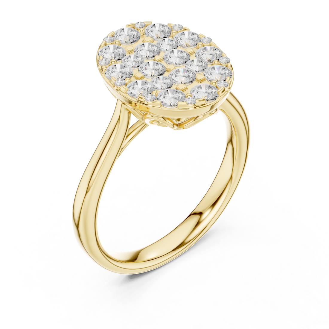 Gold Celestial Harmony Oval Cluster Ring Right View
