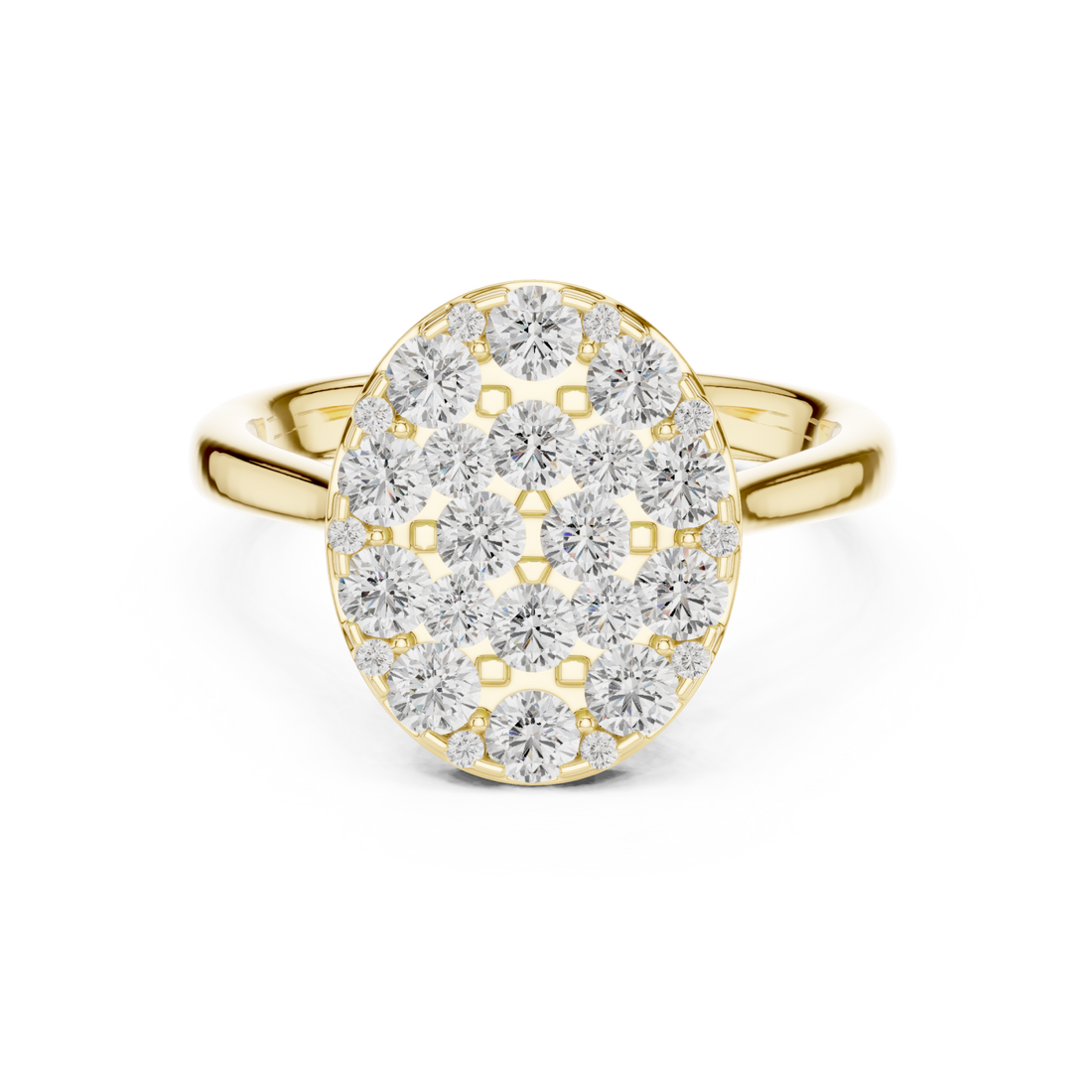 Gold Celestial Harmony Oval Cluster Ring Right View