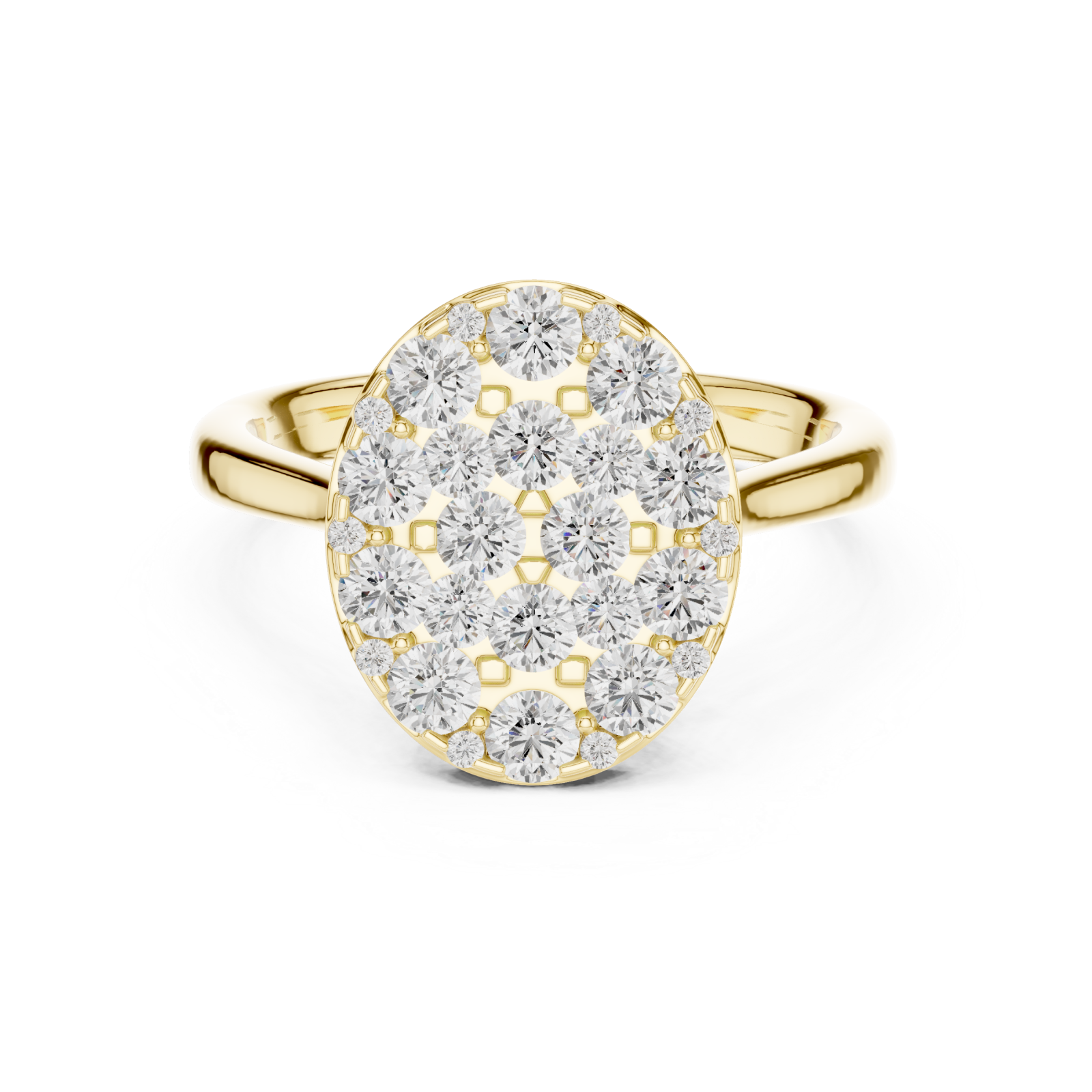  Gold Celestial Harmony Oval Cluster Ring Front View