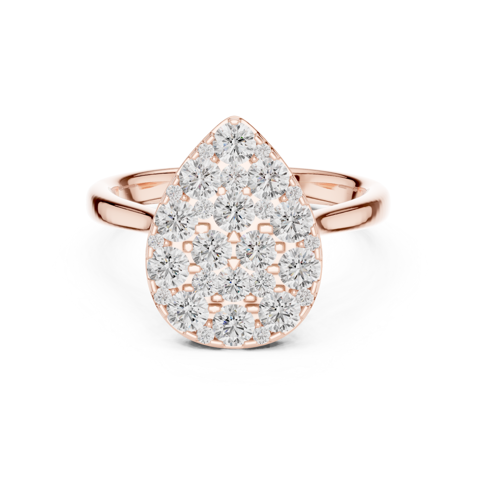  Rose Gold Celestial Cluster Statement Ring Front View