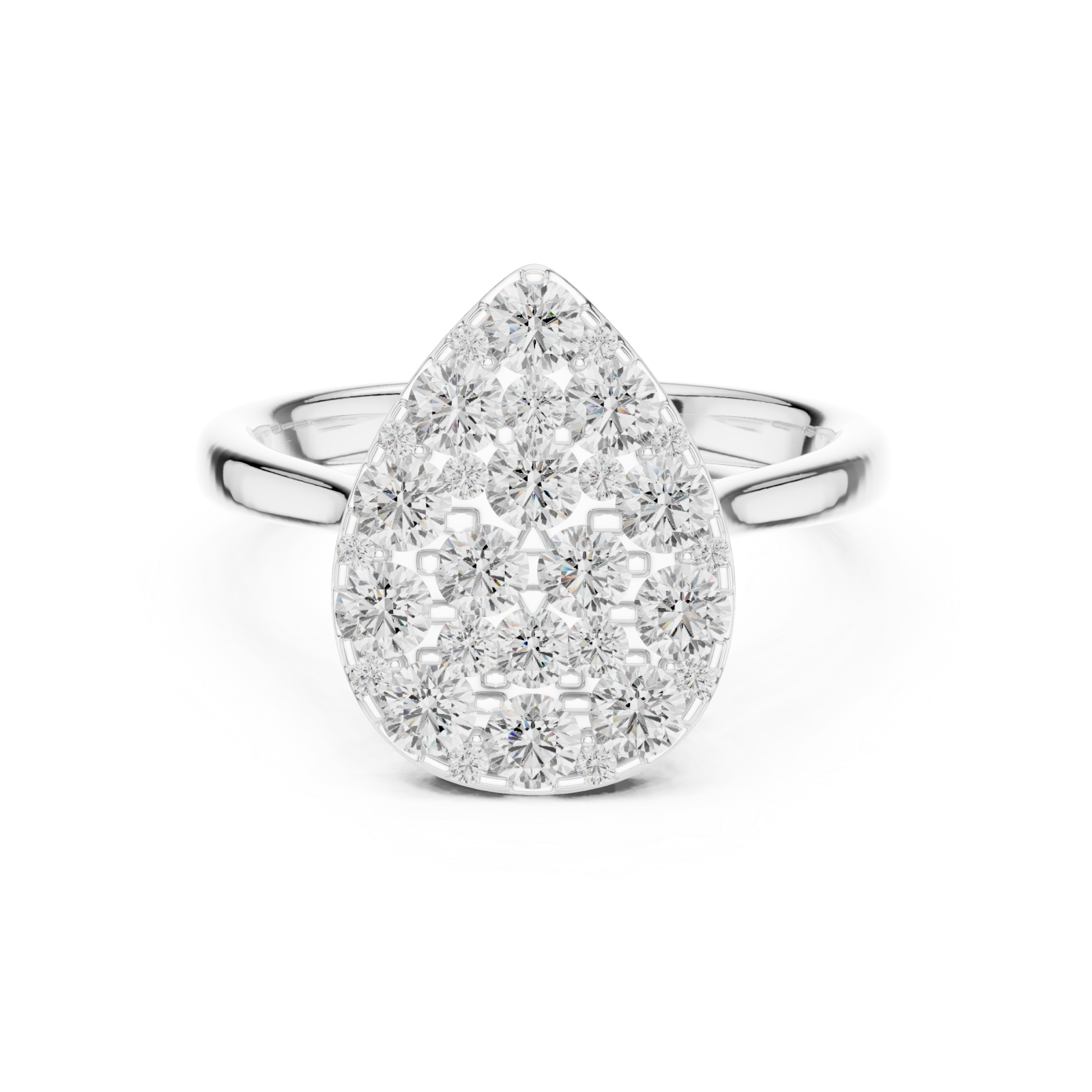  White Gold Celestial Cluster Statement Ring Front View