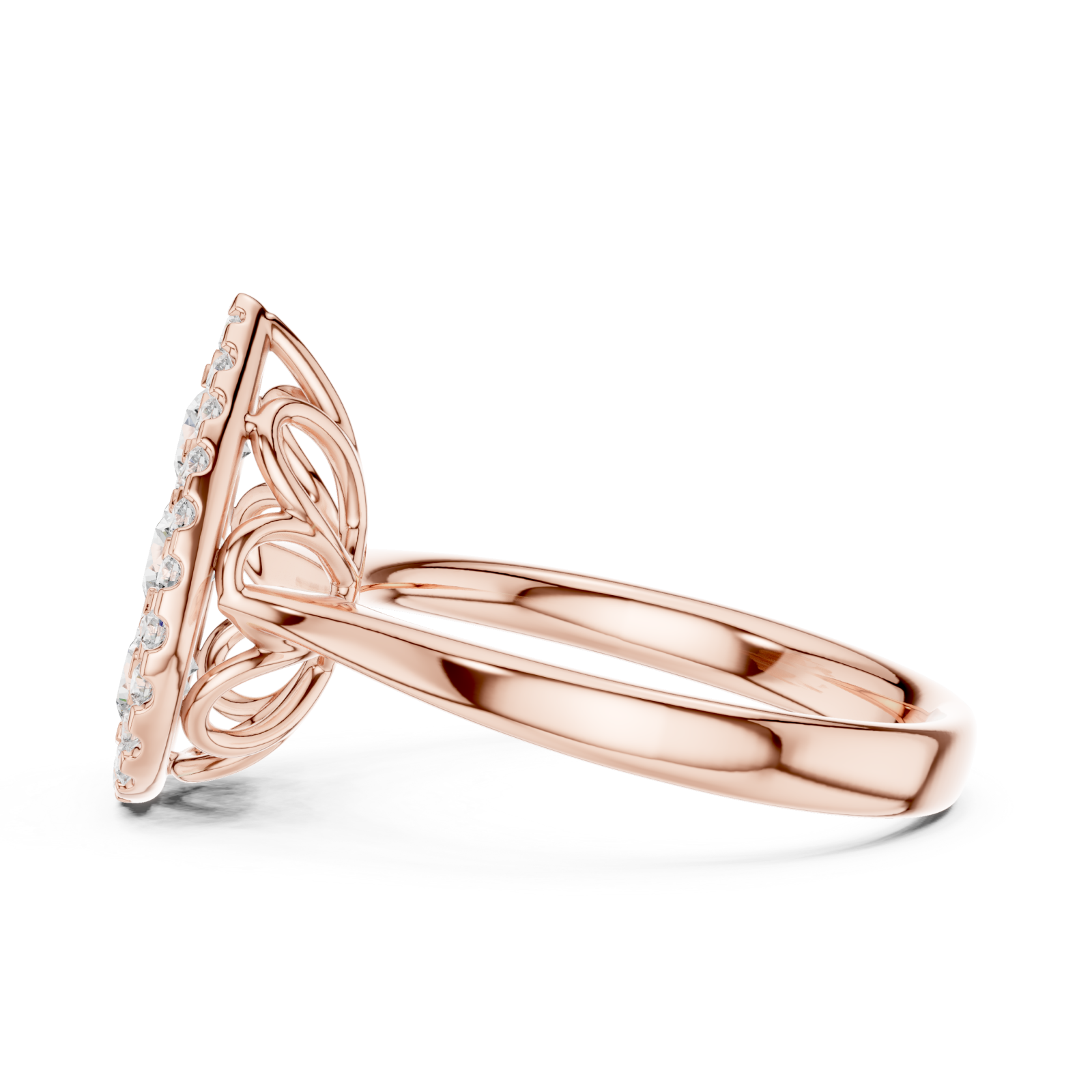  Rose Gold Whispering Petal Crown Ring Side View