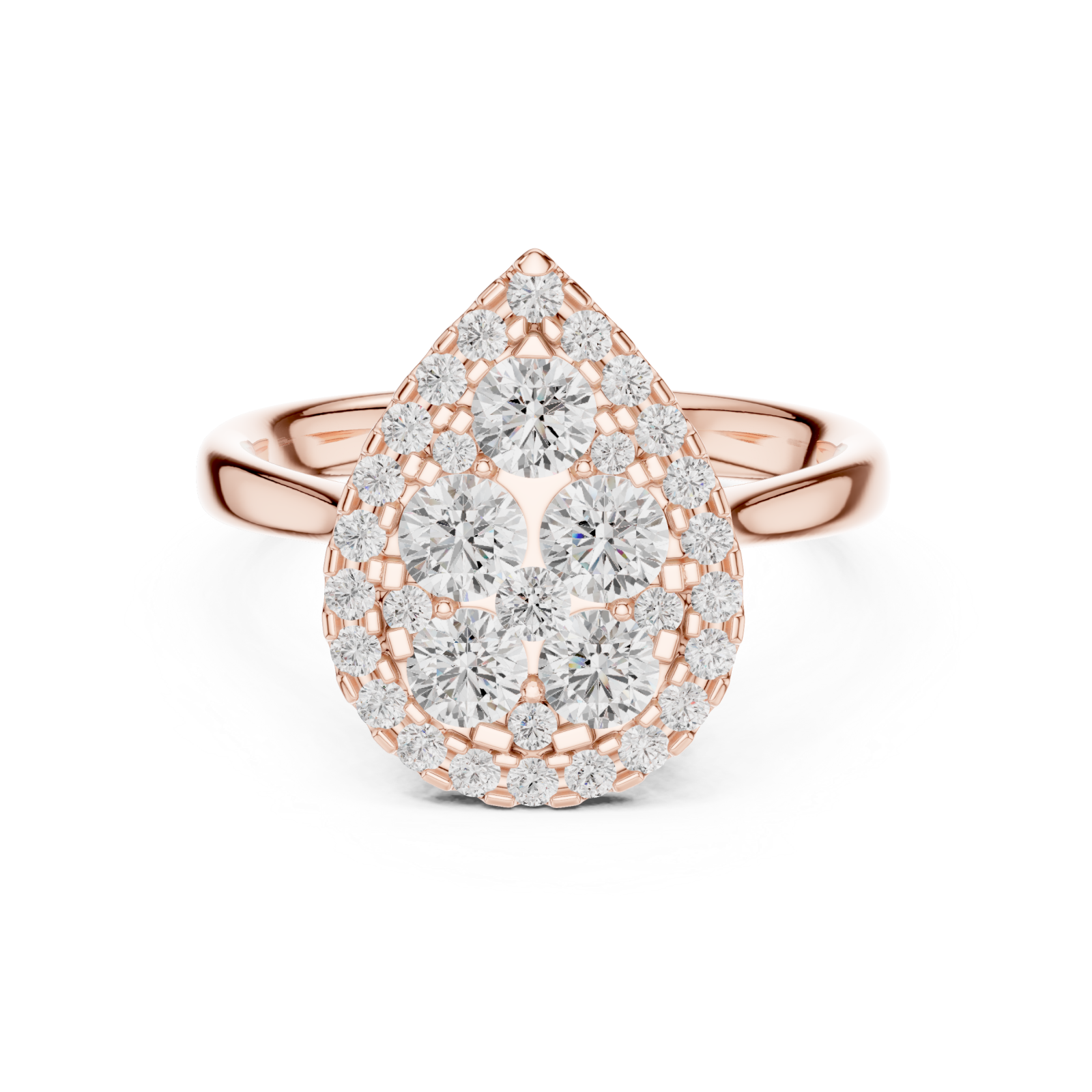  Rose Gold Whispering Petal Crown Ring Front View