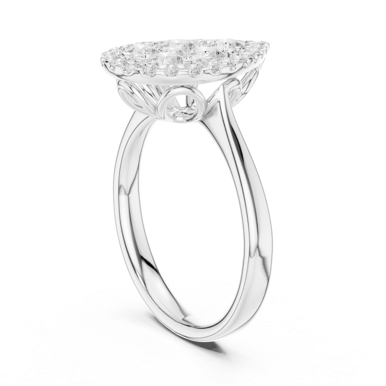  White Gold Whispering Petal Crown Ring Left View