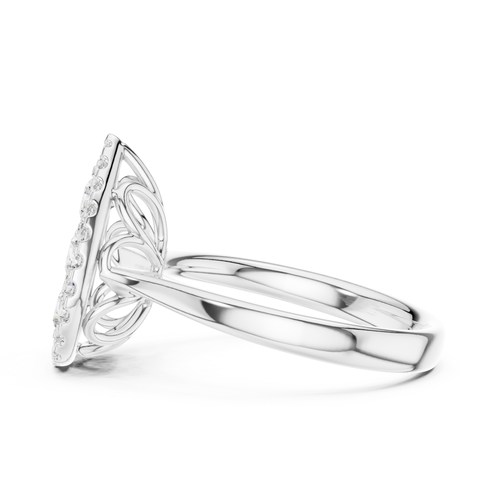  White Gold Whispering Petal Crown Ring Side View