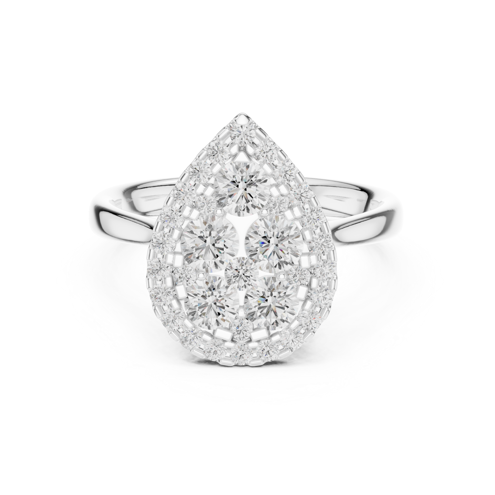  White Gold Whispering Petal Crown Ring Front View