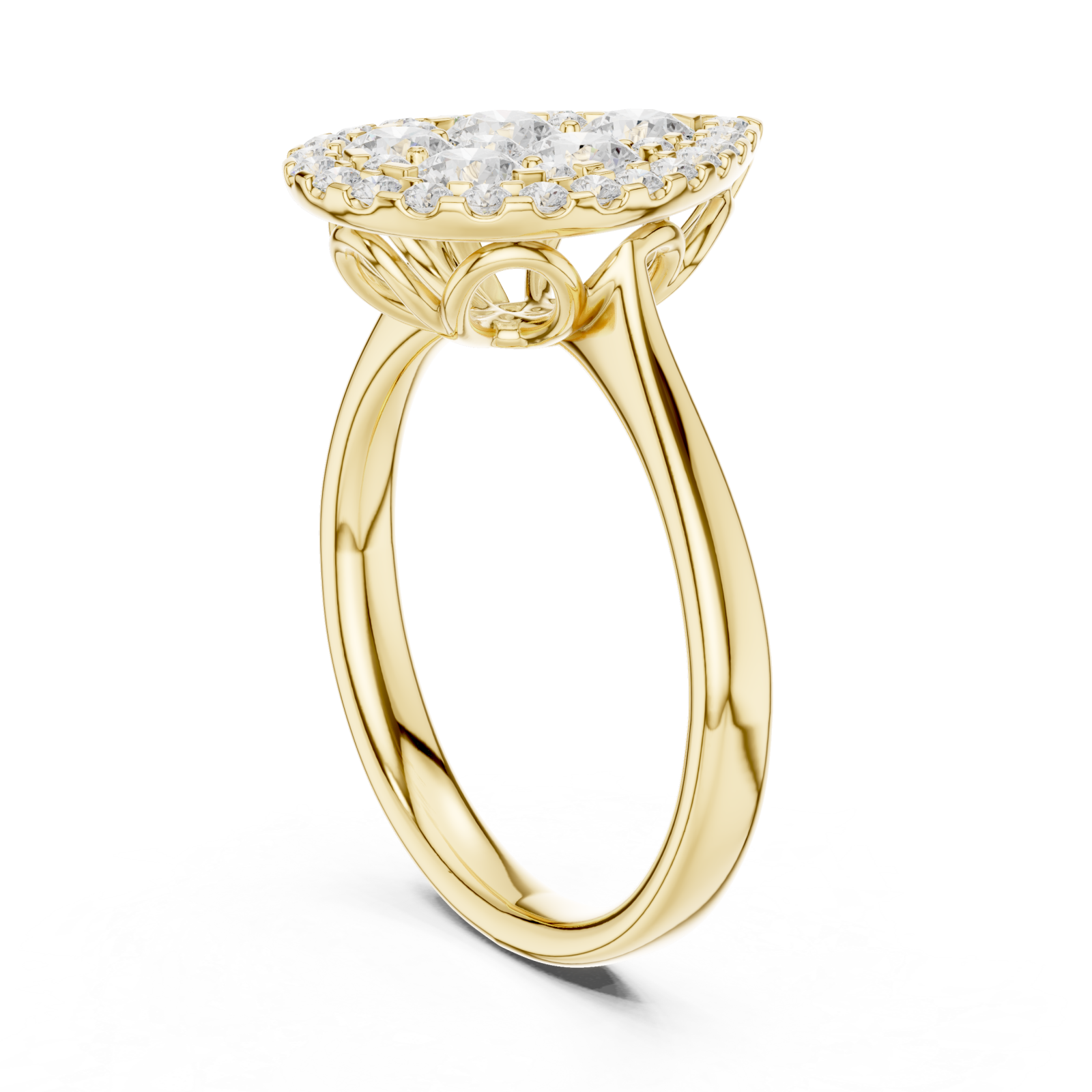  Gold Whispering Petal Crown Ring Left View